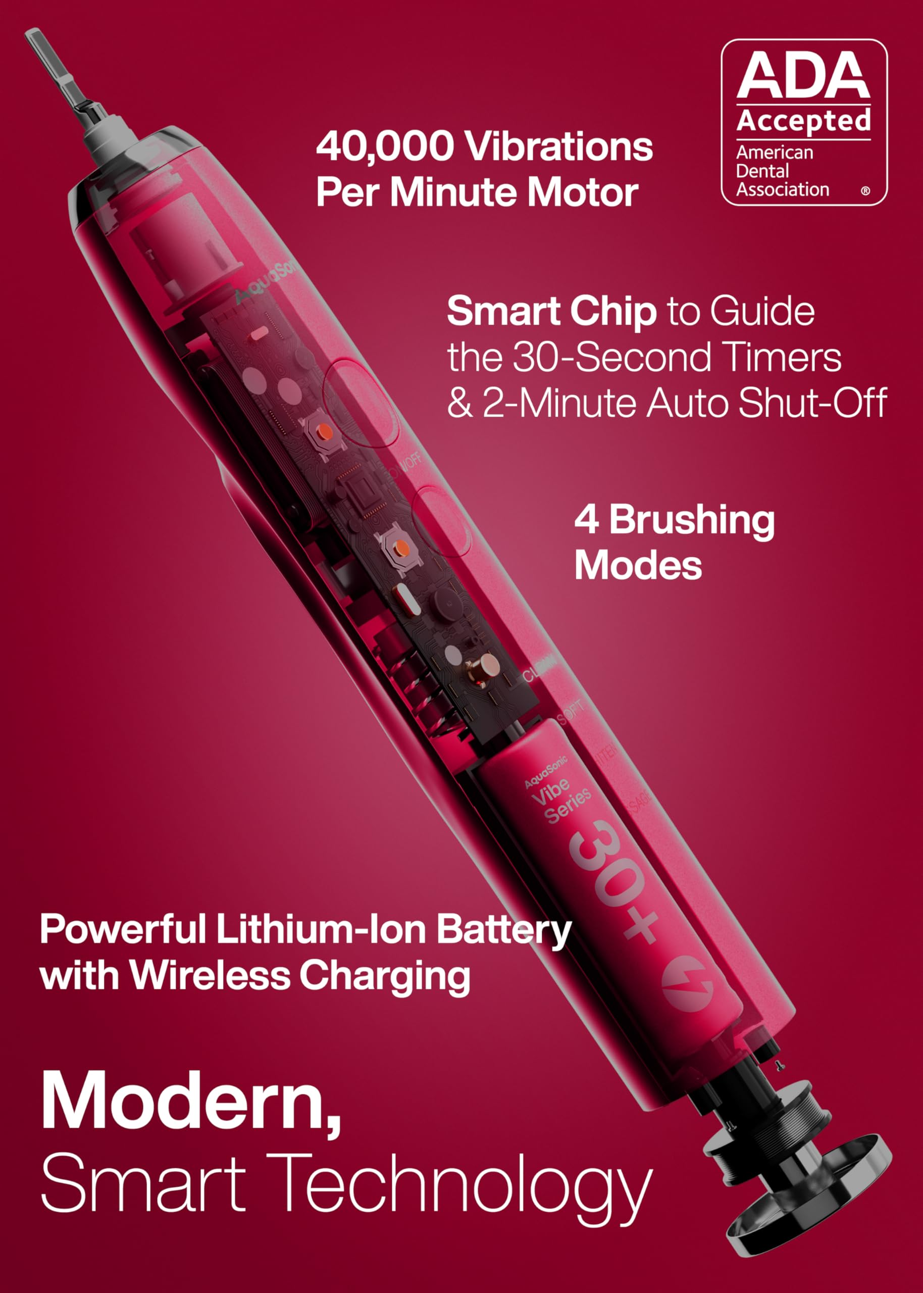 Aquasonic Vibe Ruby handle closeup highlighting premium materials and grip
