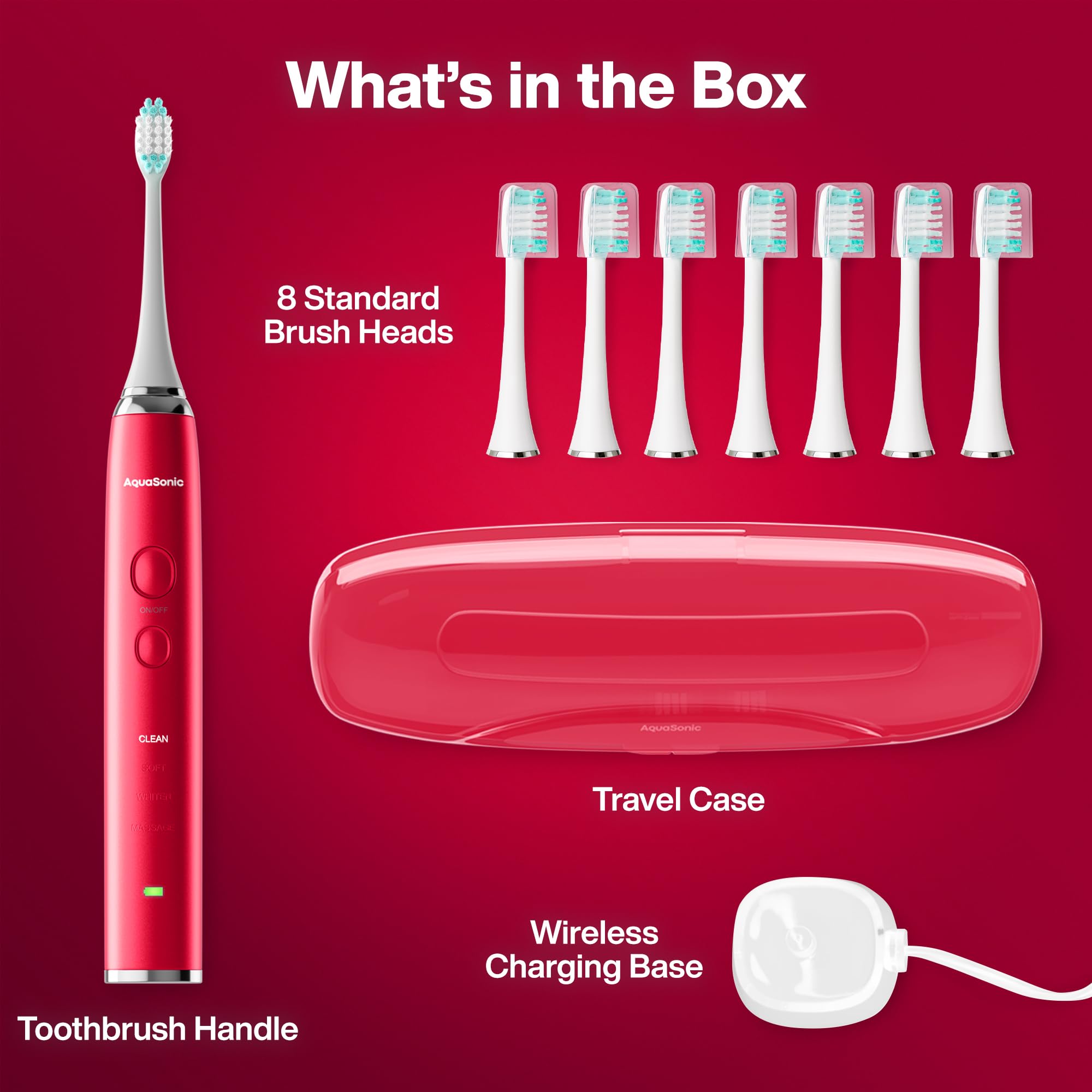 Aquasonic Vibe Ruby smart timer demonstrates guided brushing