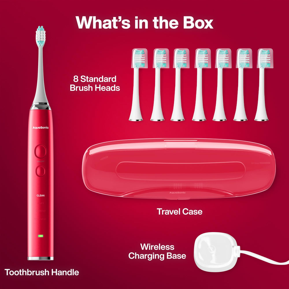 Aquasonic Vibe Ruby smart timer demonstrates guided brushing