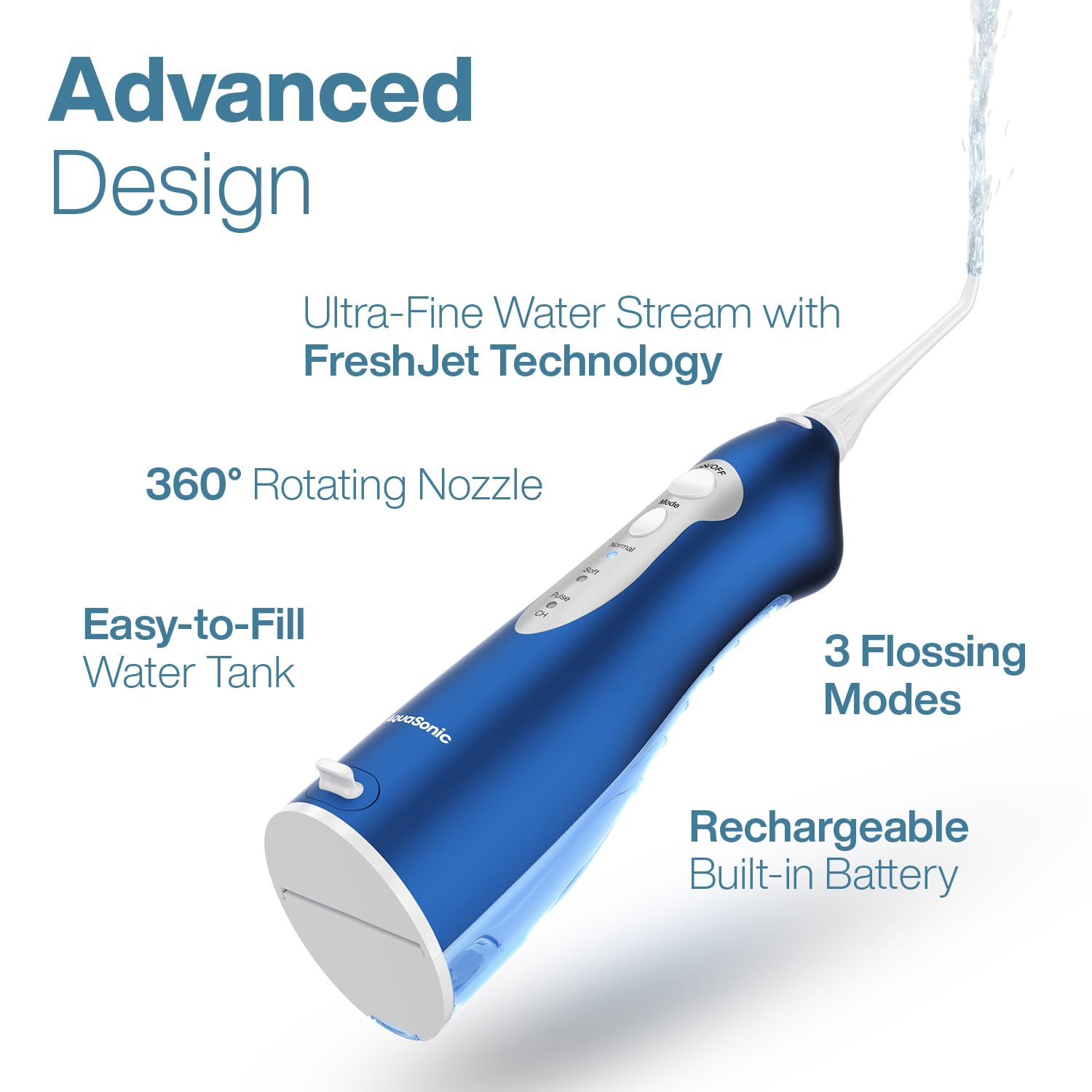 AquaSonic Water Flosser three modes suit quick daily routines for a fresh mouth.