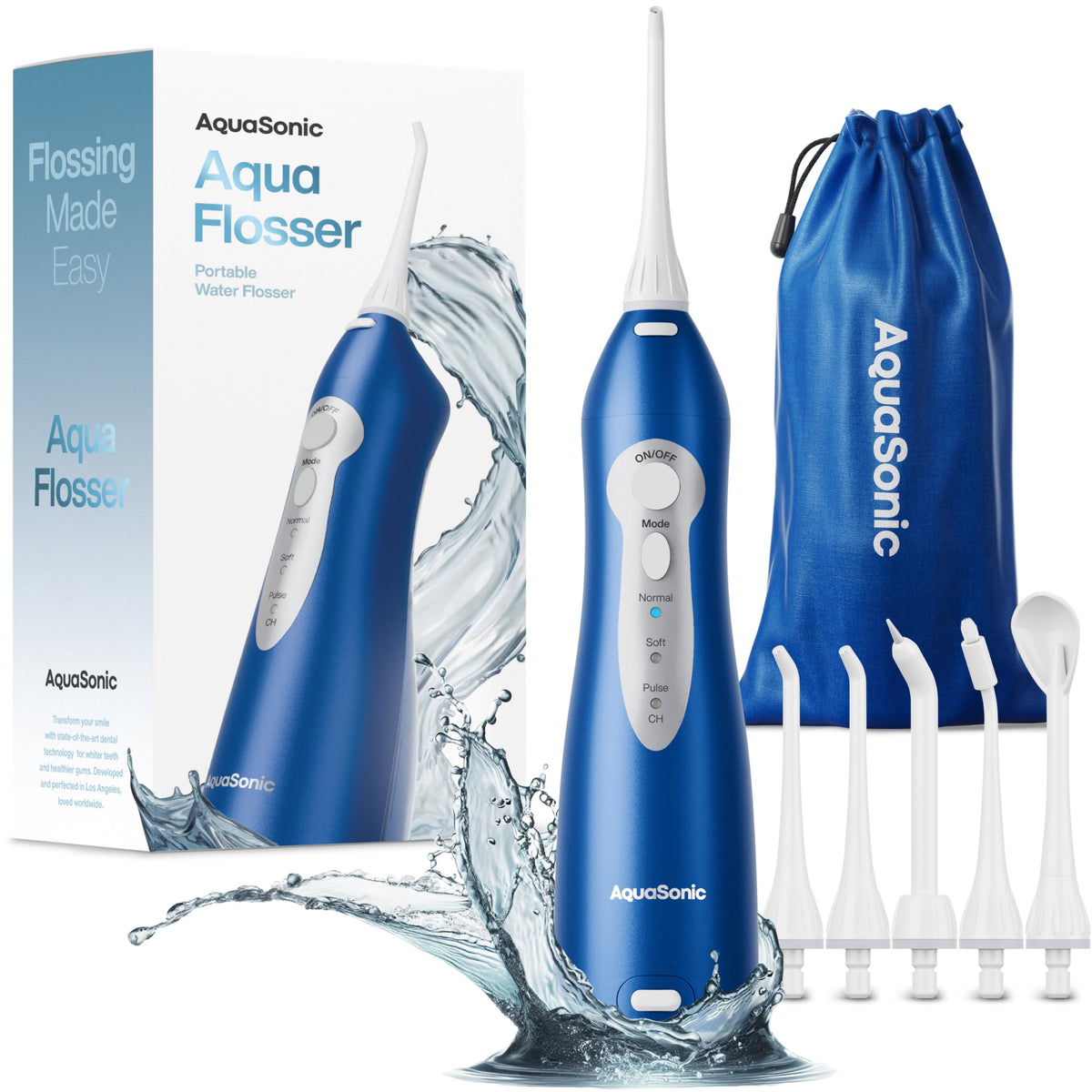 AquaSonic Water Flosser battery view shows long-lasting power for extended use.