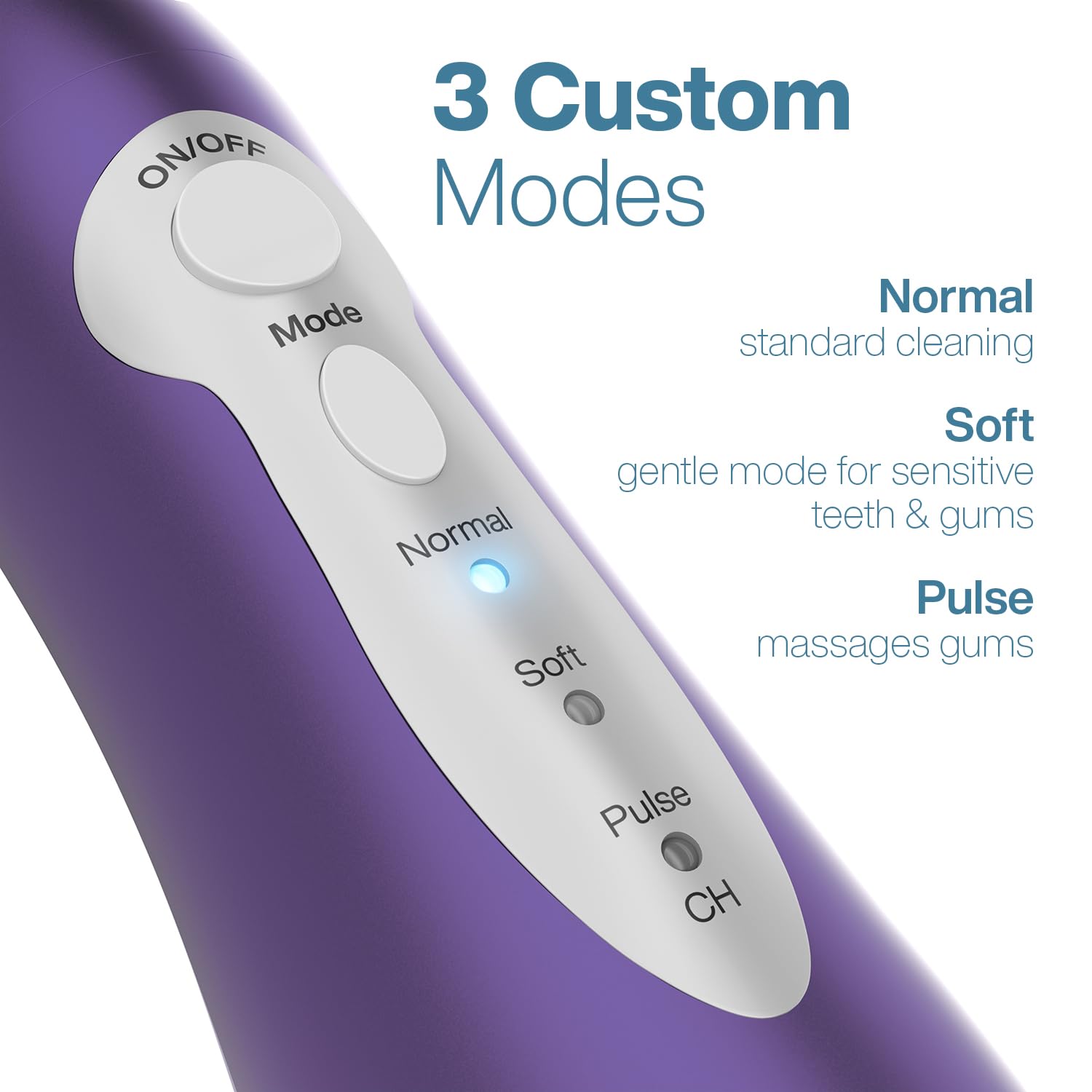 Aquasonic tongue scraper tip for fresher breath after flossing