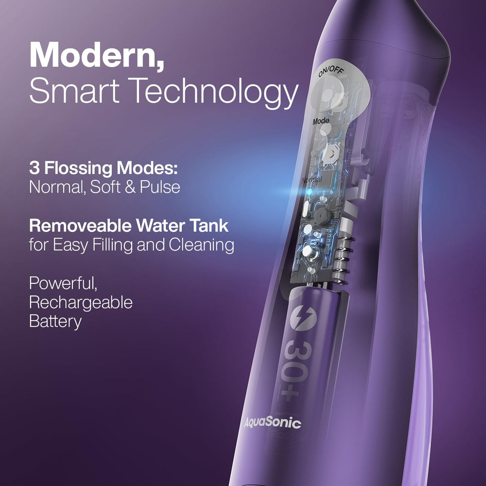Aquasonic water flosser travel bag and compact design for on-the-go