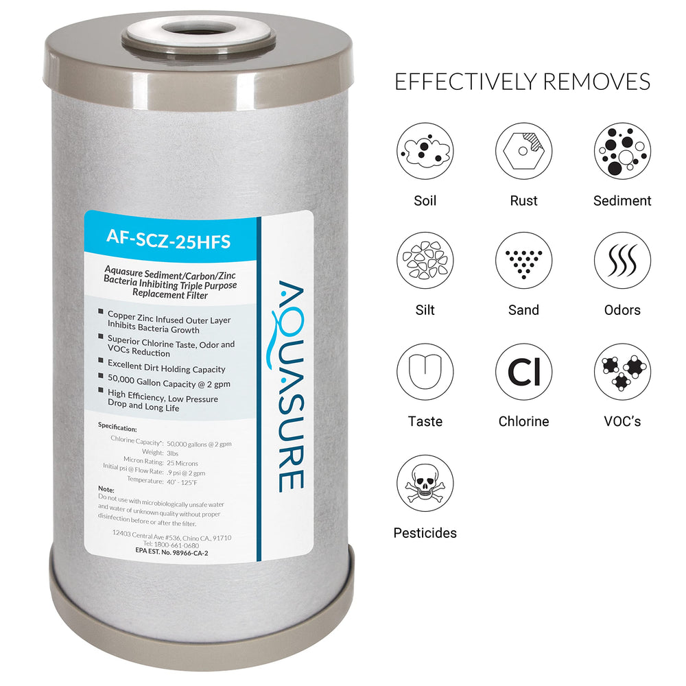 Aquasure Fortitude V2 carbon-zinc media helps inhibit bacterial growth and odors