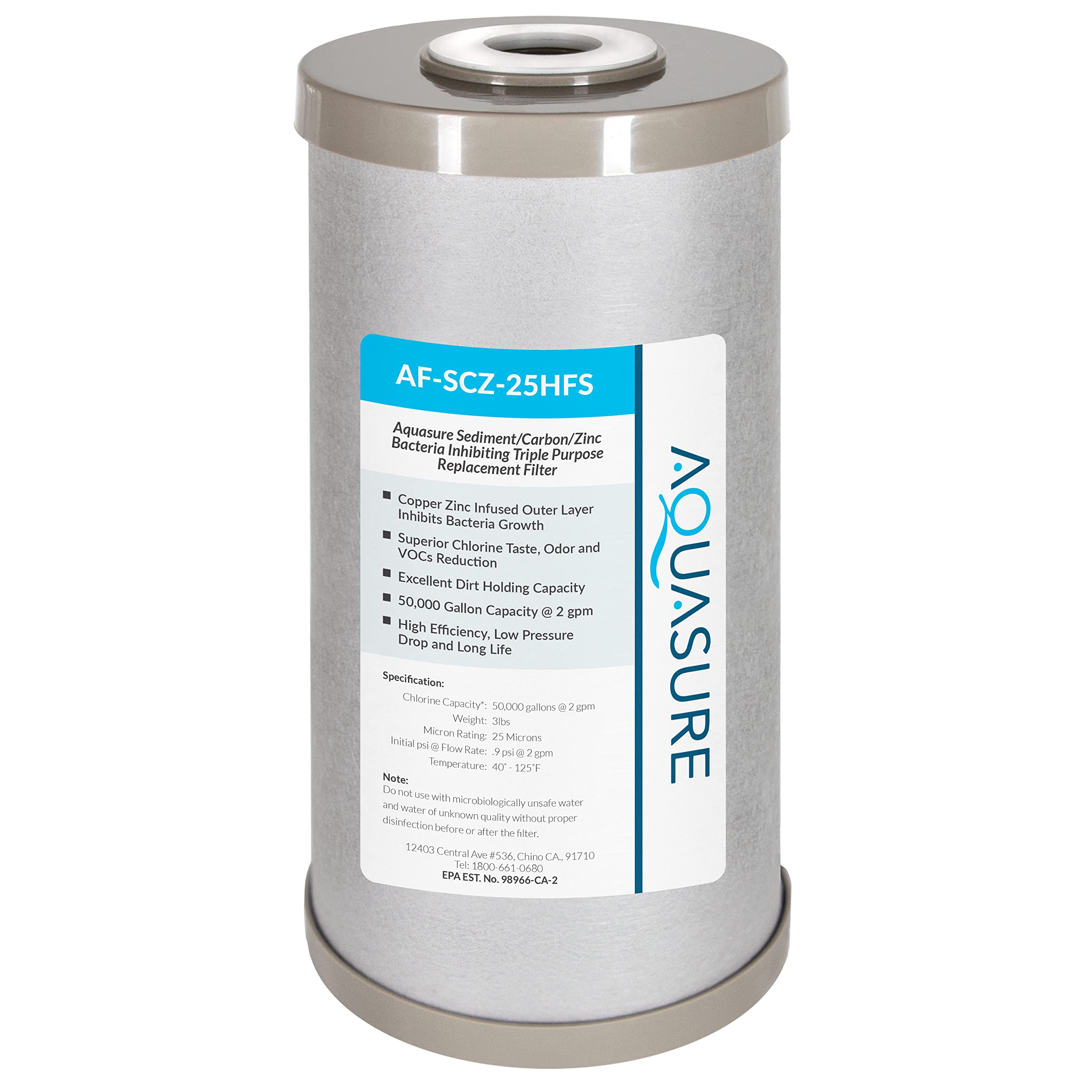 Aquasure Fortitude V2 sediment filter assembly reduces particles for cleaner water