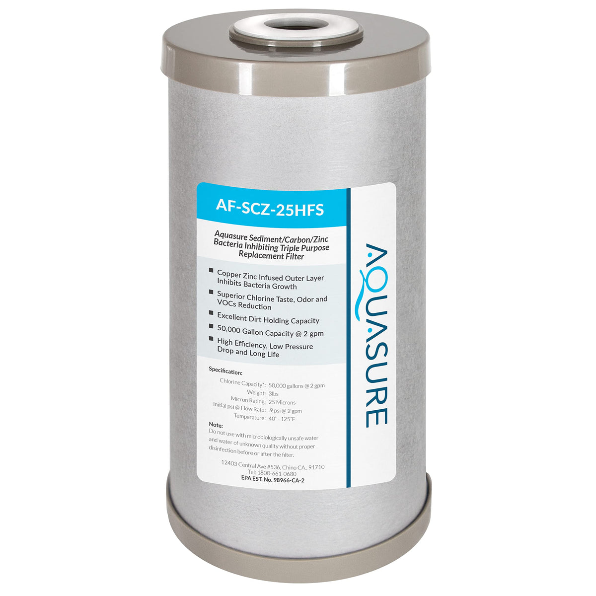 Aquasure Fortitude V2 sediment filter assembly reduces particles for cleaner water