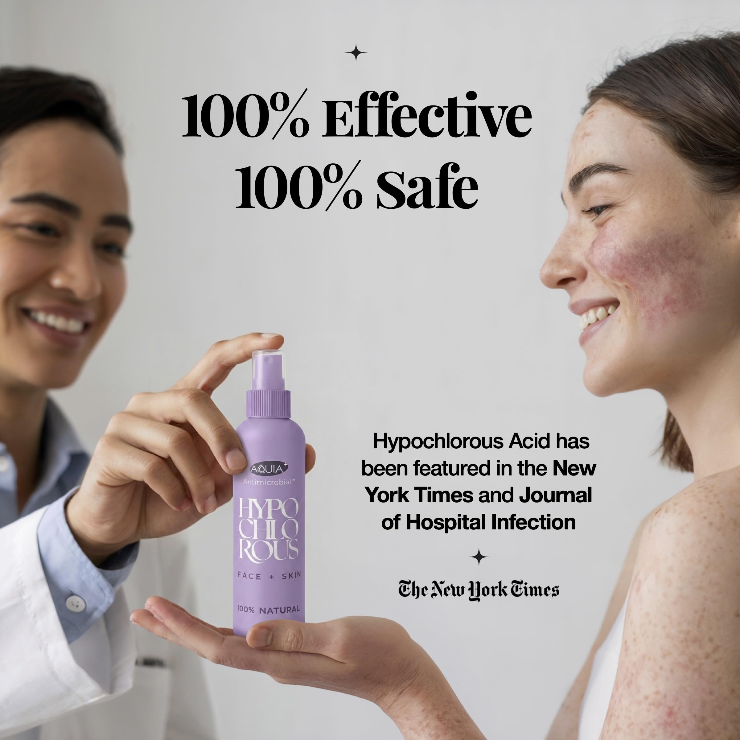 Aquia antimicrobial face spray application helps refresh skin during daily routines.