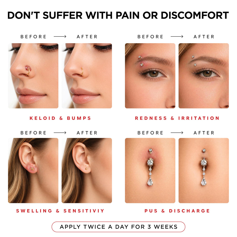 Aquia ear-piercing-cleaner-application mist being used to care for ears.