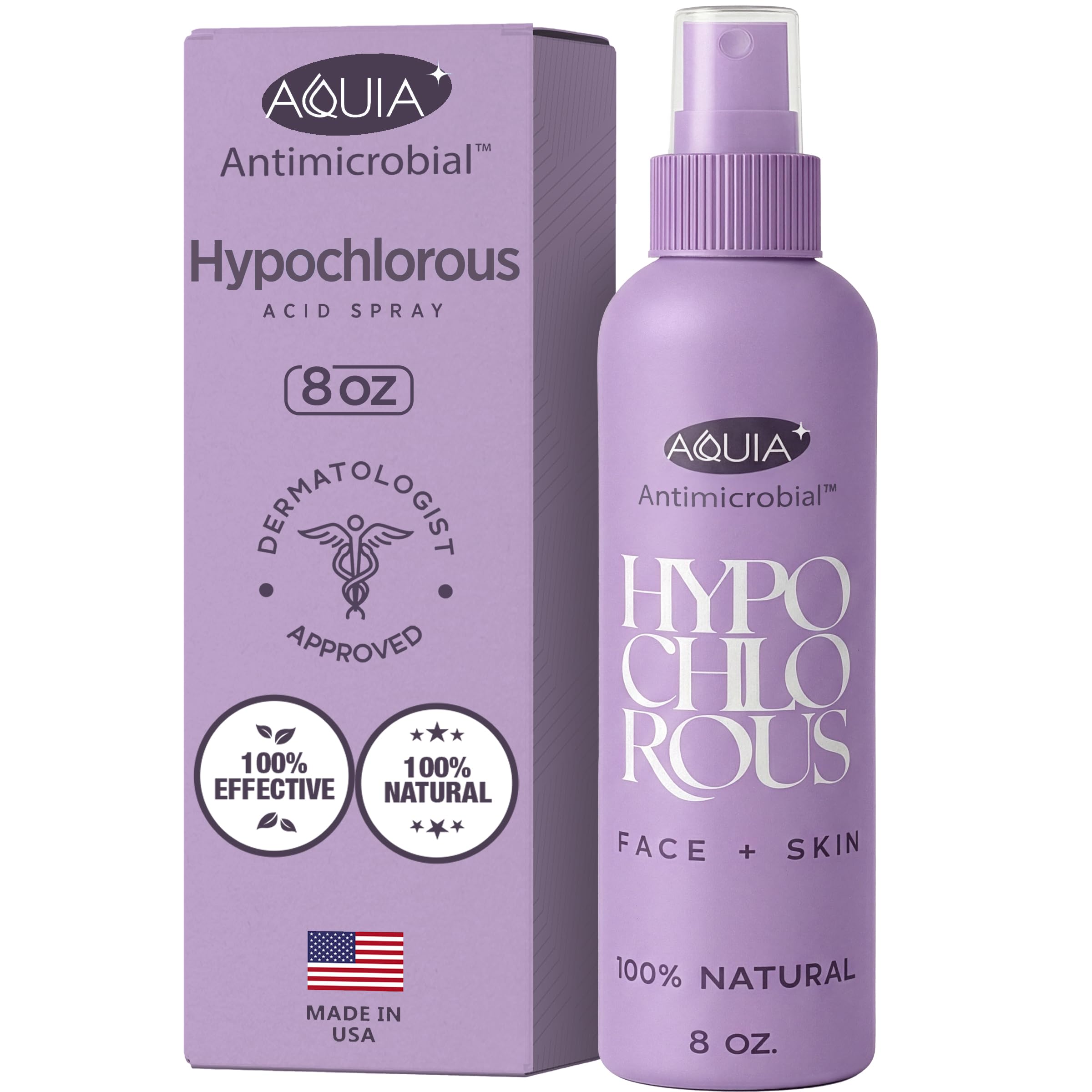 Aquia hypochlorous spray bottle for a gentle facial cleanse on sensitive skin.