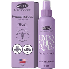 Aquia hypochlorous spray bottle for a gentle facial cleanse on sensitive skin.