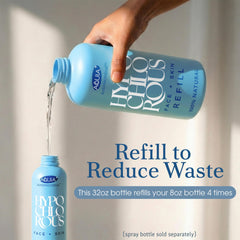 Aquia Hypochlorous spray mist for face in use during gentle application.