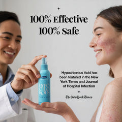 Hands apply Aquia Hypochlorous spray after gym for quick post-workout care.