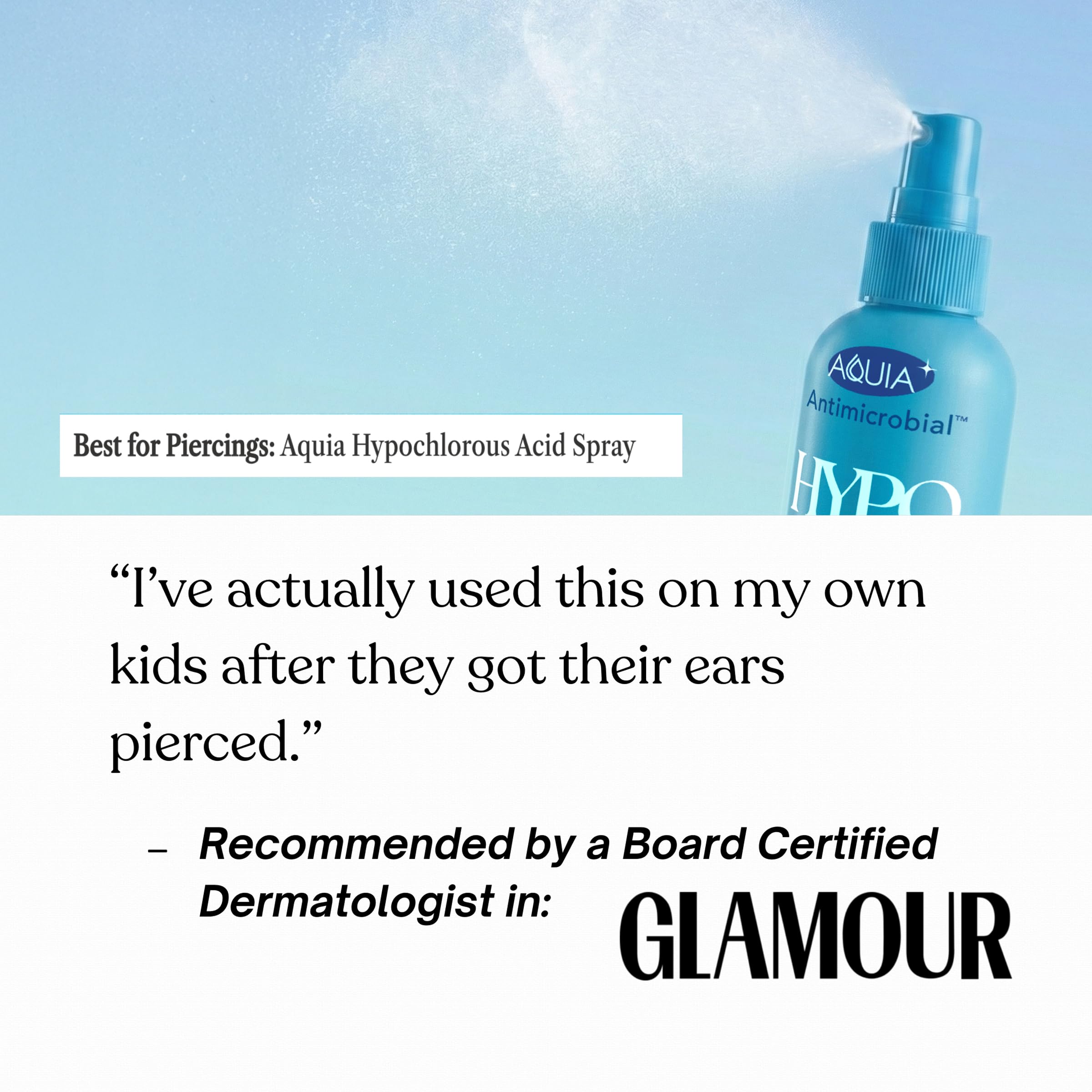 Rash or eczema areas treated with Aquia spray.