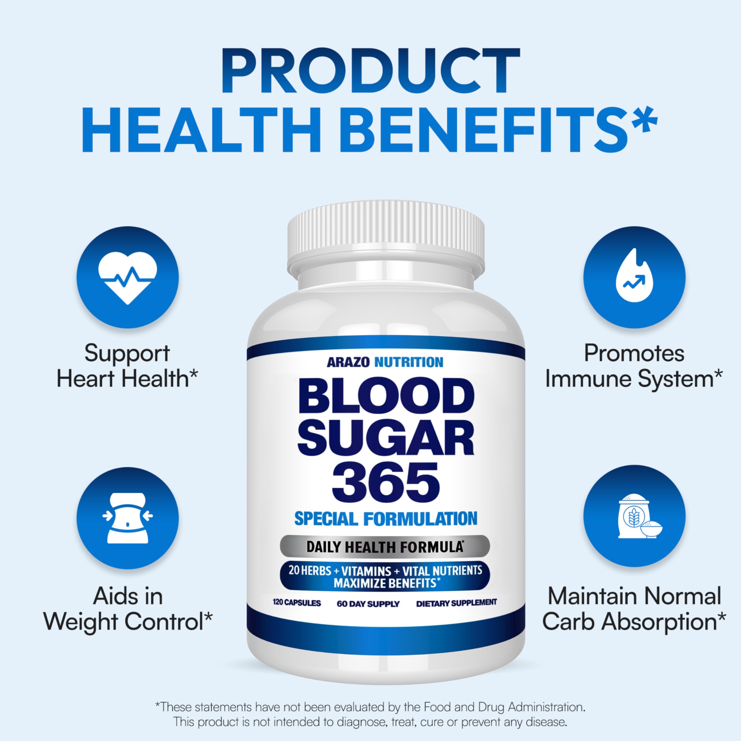 Arazo Blood Sugar 365 label detail highlighting ingredient list.