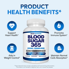 Arazo Blood Sugar 365 label detail highlighting ingredient list.
