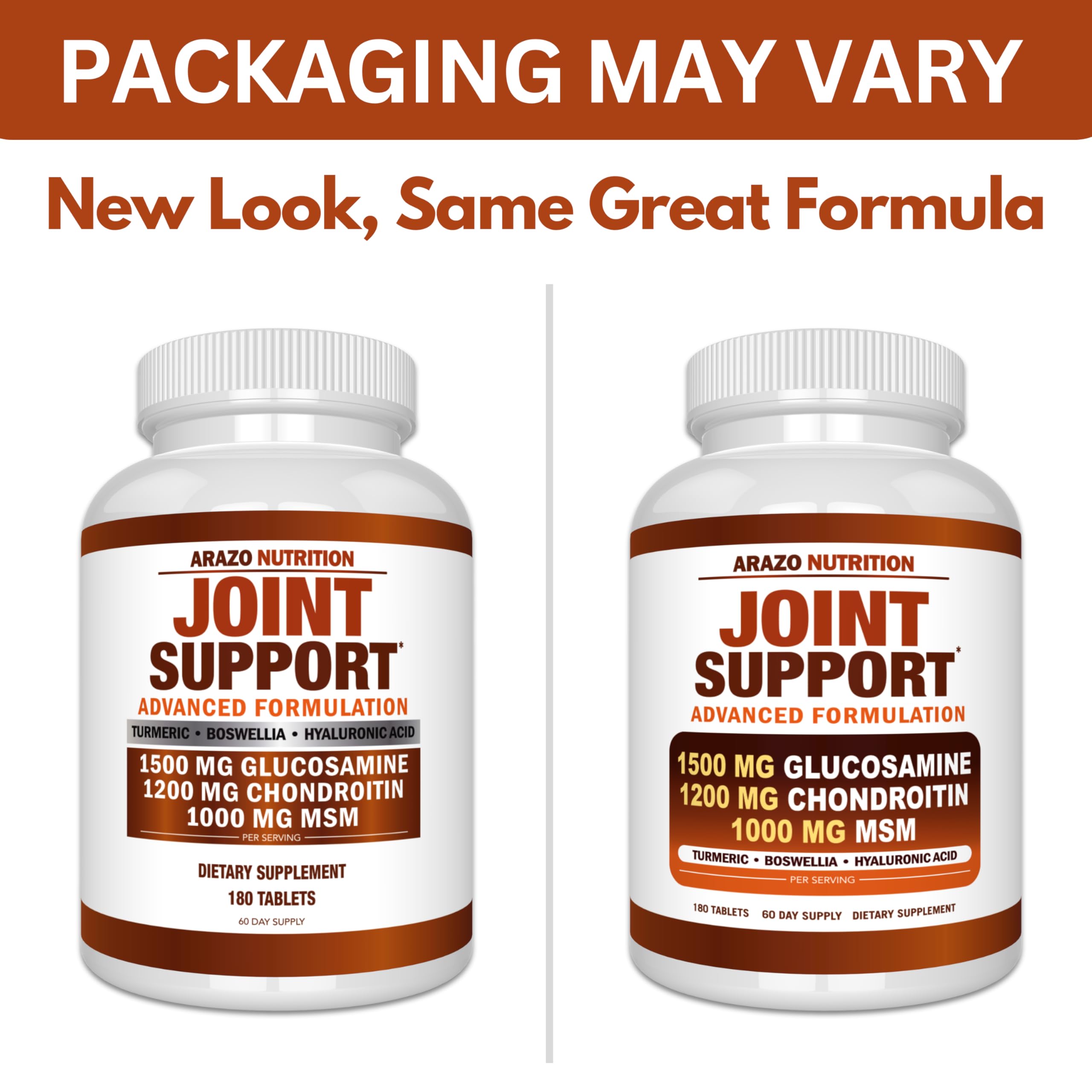 Arazo Nutrition 180-tablets bottle shows ingredient list