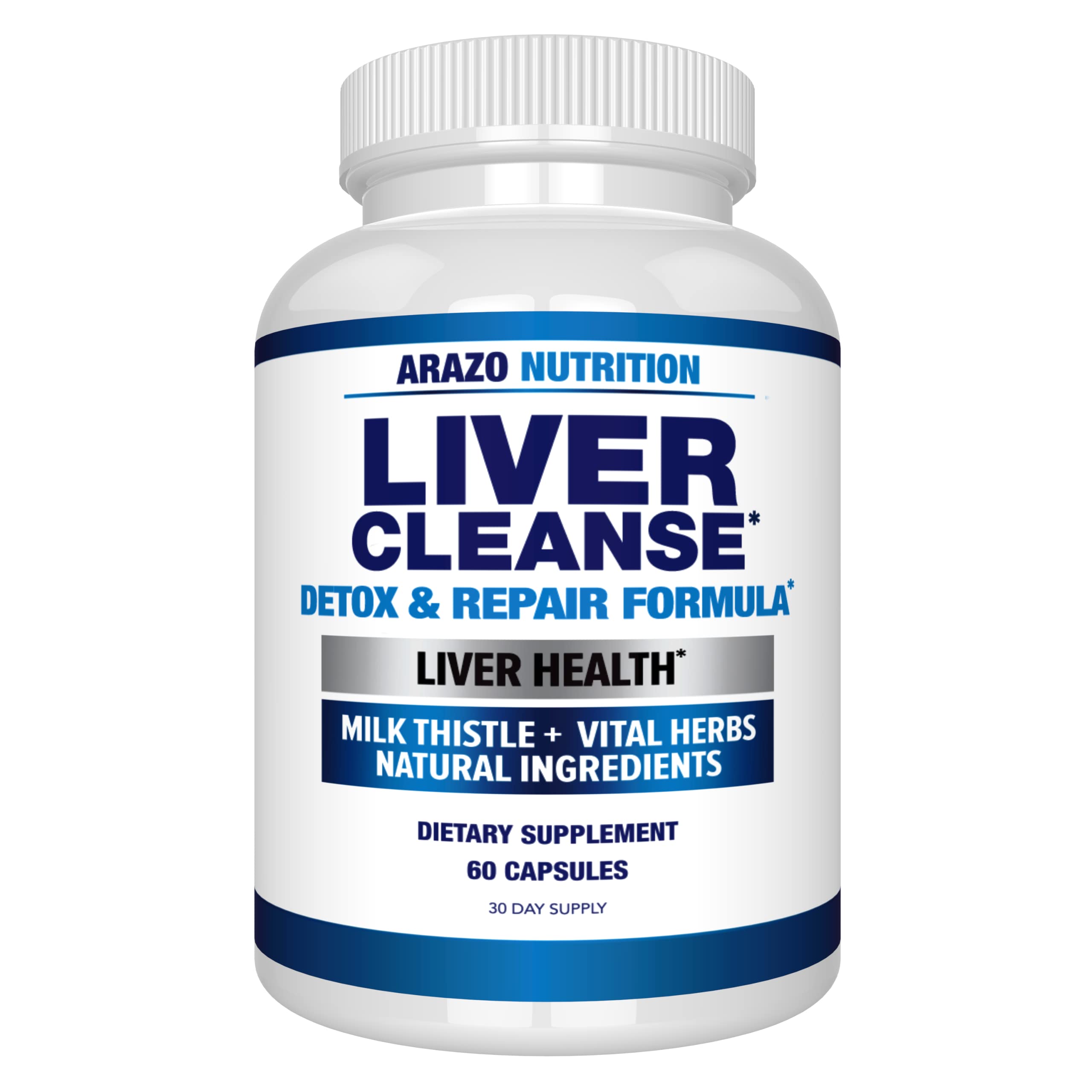 Arazo Nutrition Liver Cleanse bottle front view highlighting the herbal formula for daily support