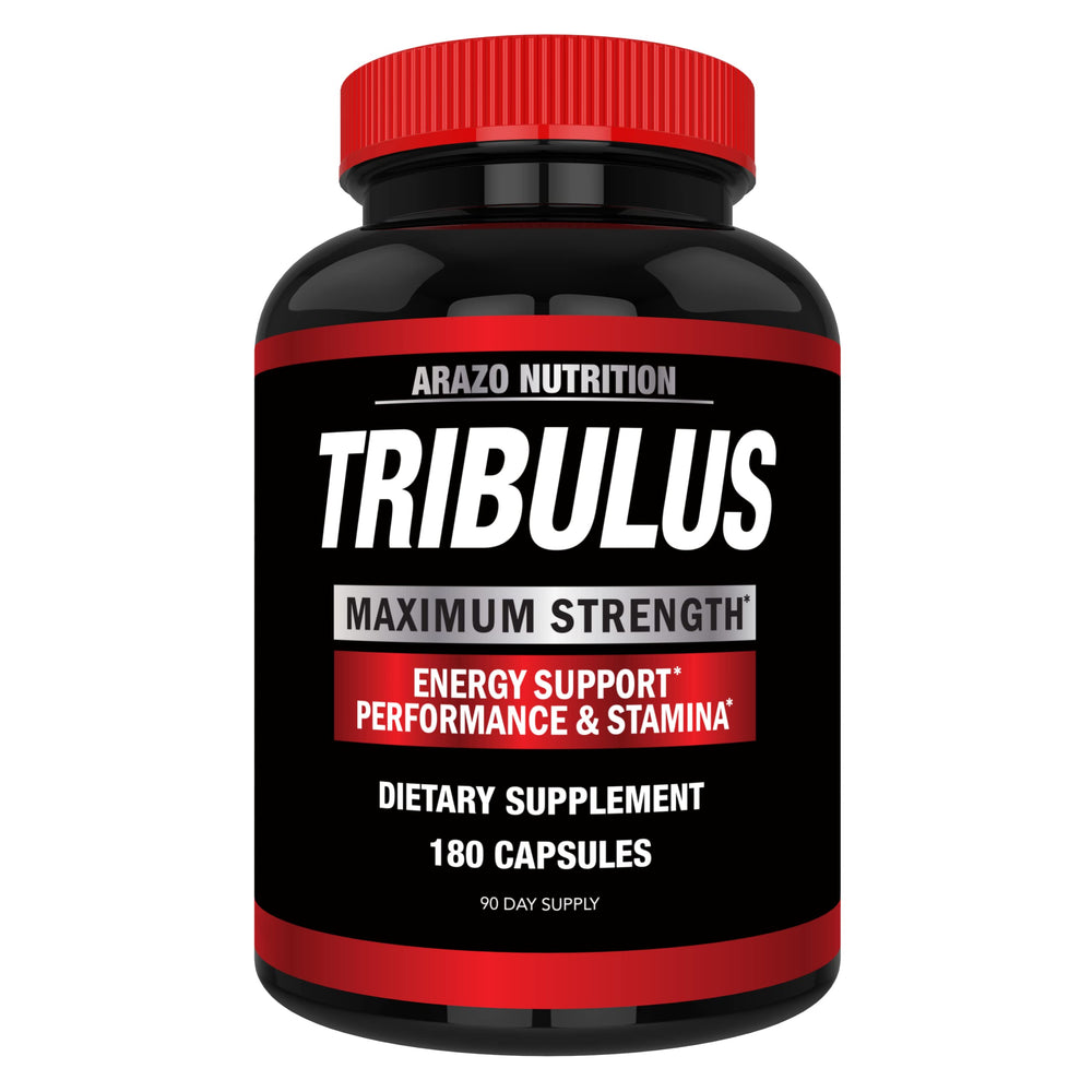 Arazo Nutrition Tribulus Terrestris 1500mg capsules bottle for energy support during workouts