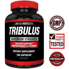 Arazo Nutrition Tribulus Terrestris label close-up showing 1500mg potency for training