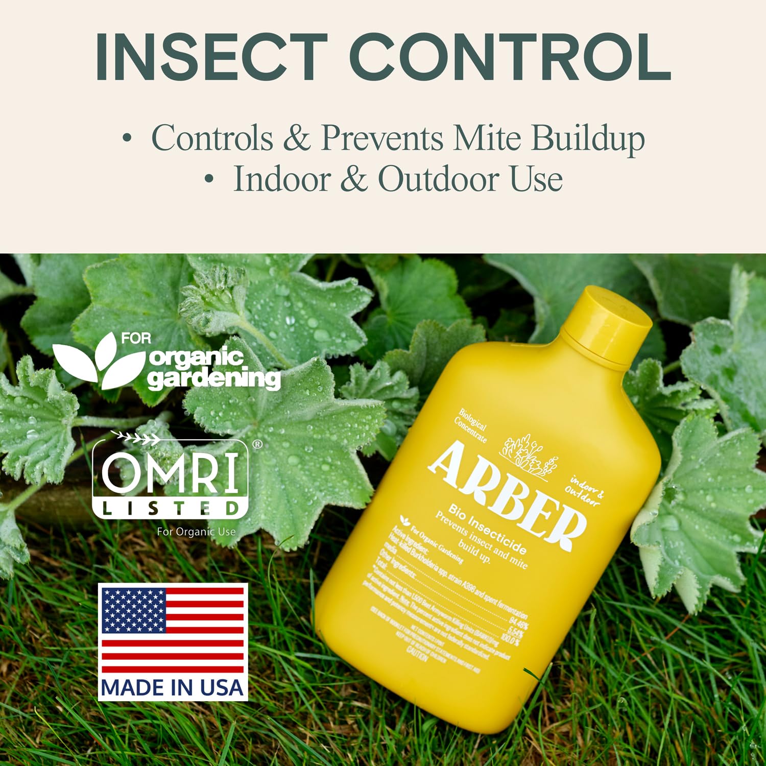 ARBER Organic Insecticide being sprayed on leaves for quick pest knockdown