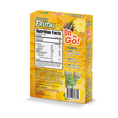 Arbol Frutal Pina Colada stick pack beside water bottle for travel flavor