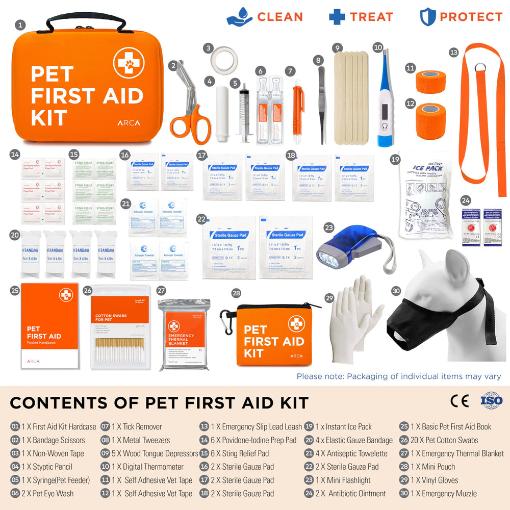 ARCA PET travel emergency kit with thermometer for pet health on trips