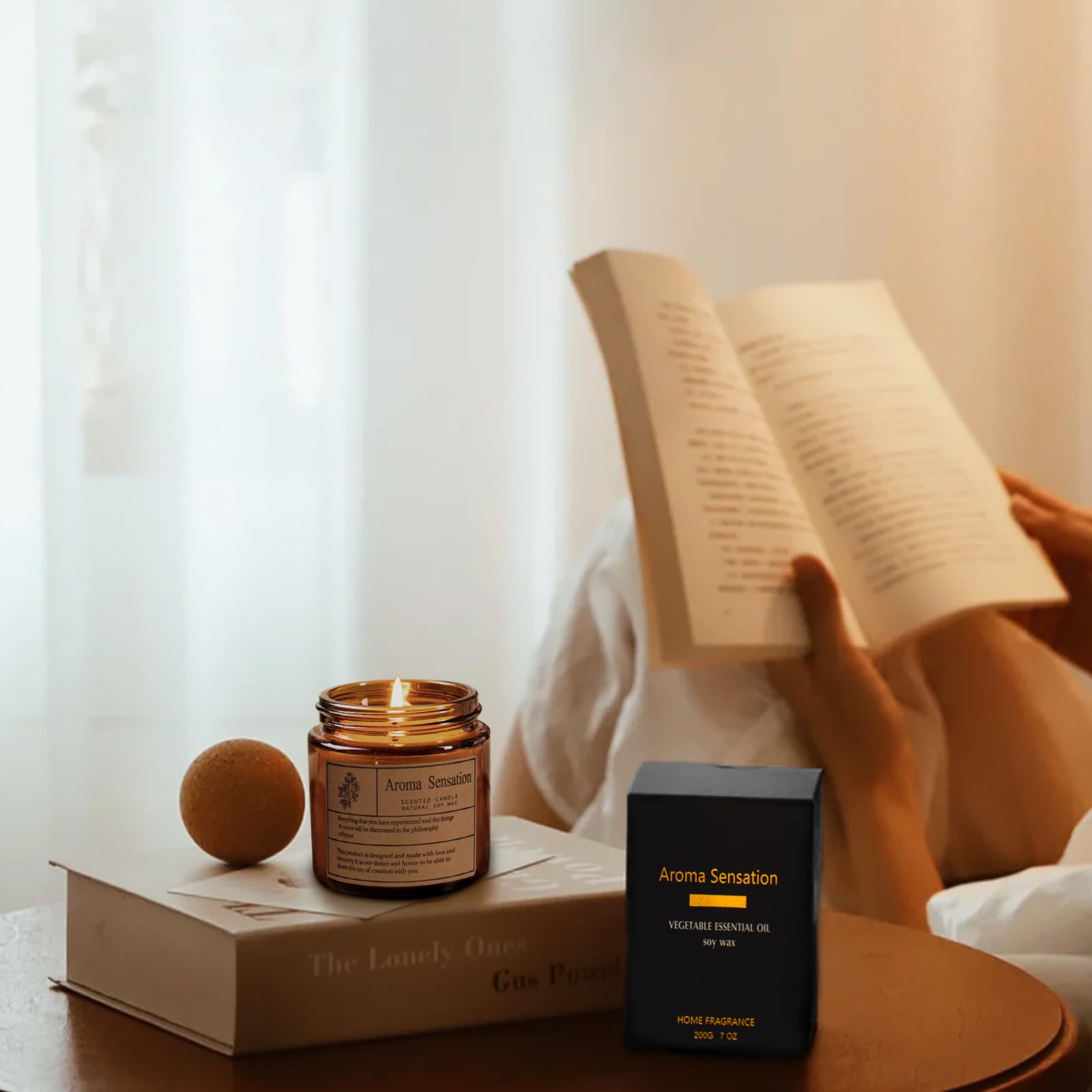 ARCASA Fall scented coconut vanilla candle adds warm atmosphere to living room