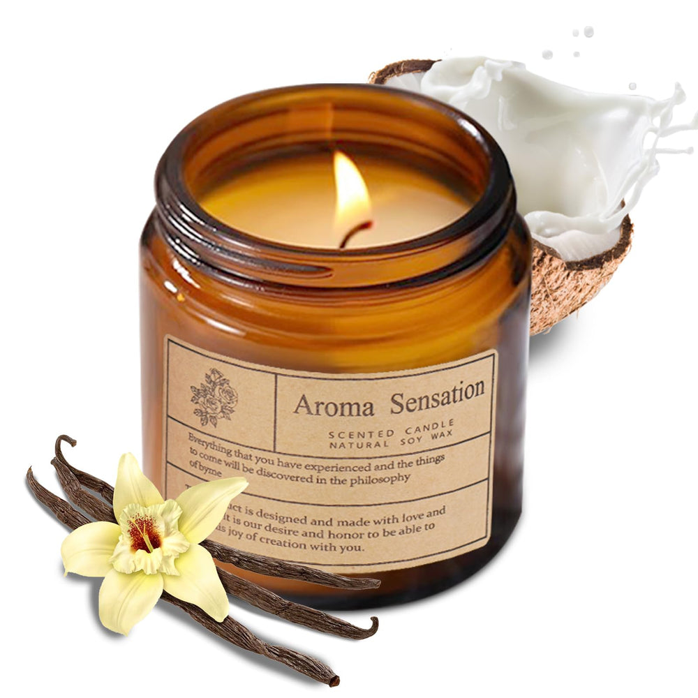 ARCASA Organic Coconut Vanilla Candle 7oz jar delivers clean-burning aroma for a calm space