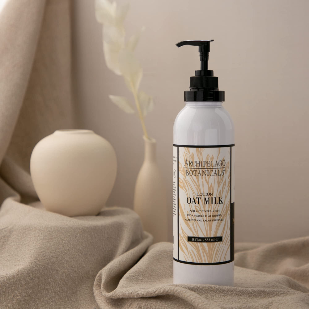 Creamy texture of the Oat Milk Lotion gliding onto dry arms.