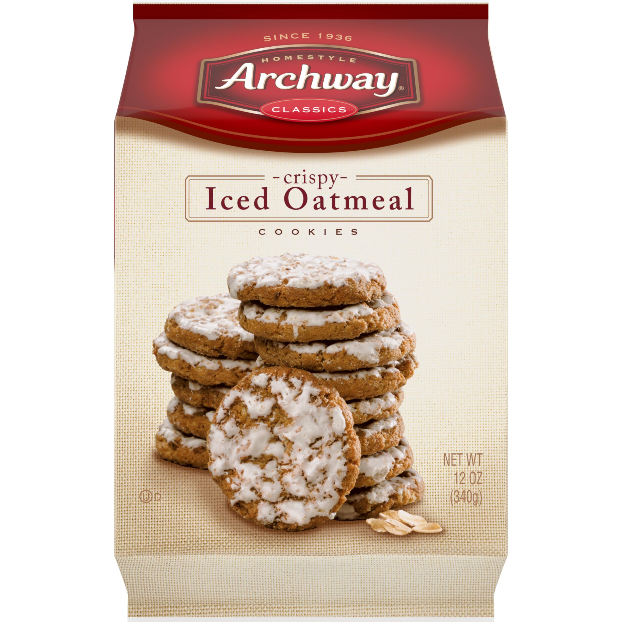 Archway Iced Oatmeal Cookies pack front for a home-style snack.
