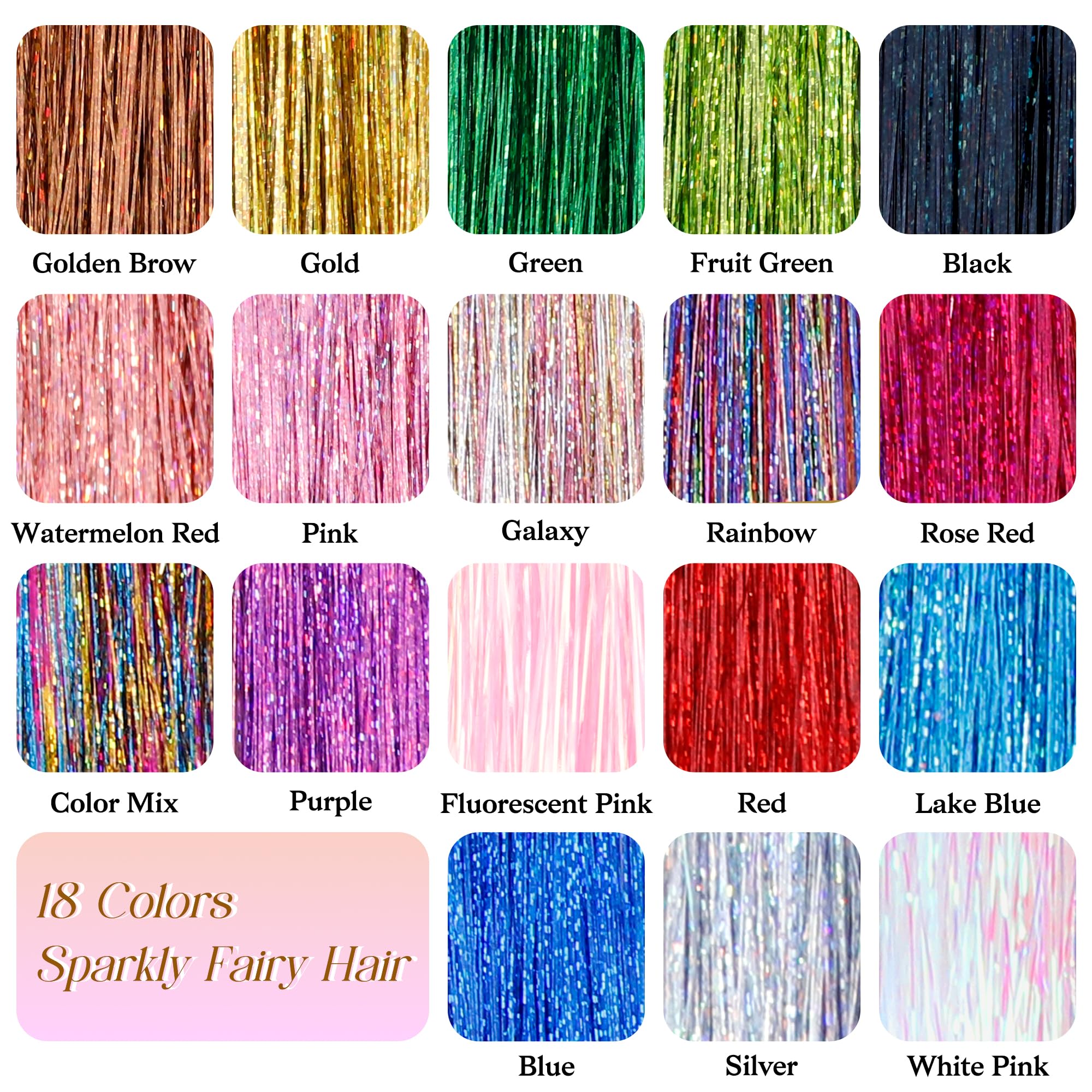 Arcpor Hair Tinsel long length adds drama and glow to hairstyles.