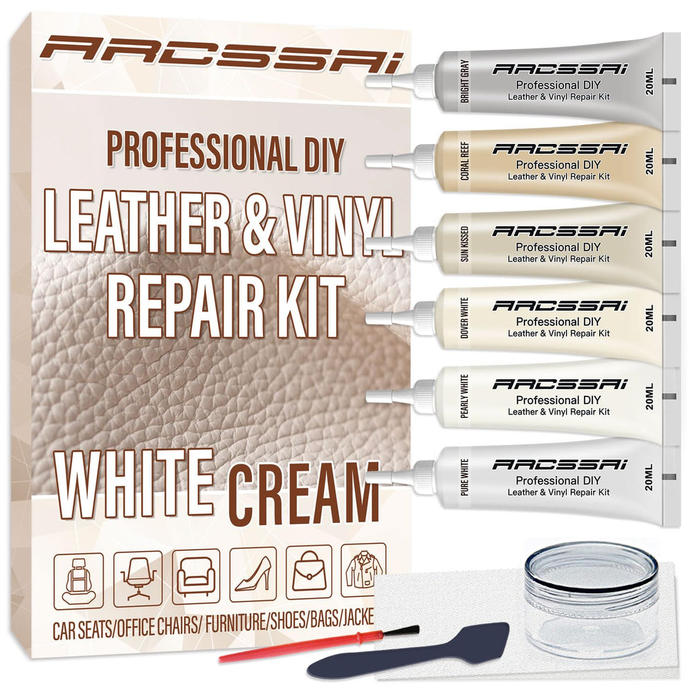 ARCSSAI ARCSSAL cream leather repair kit packaging with clear instructions for quick fixes