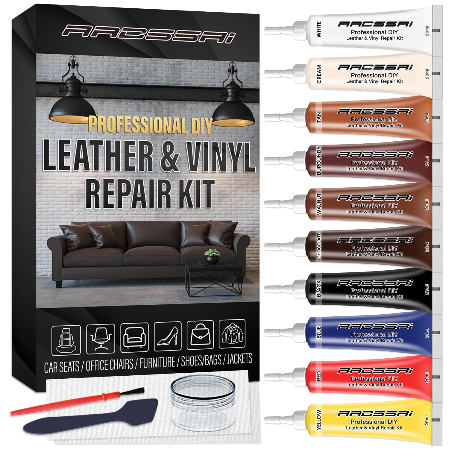 ARCSSAI ARCSSAL leather repair kit color swatches help you match any shade precisely