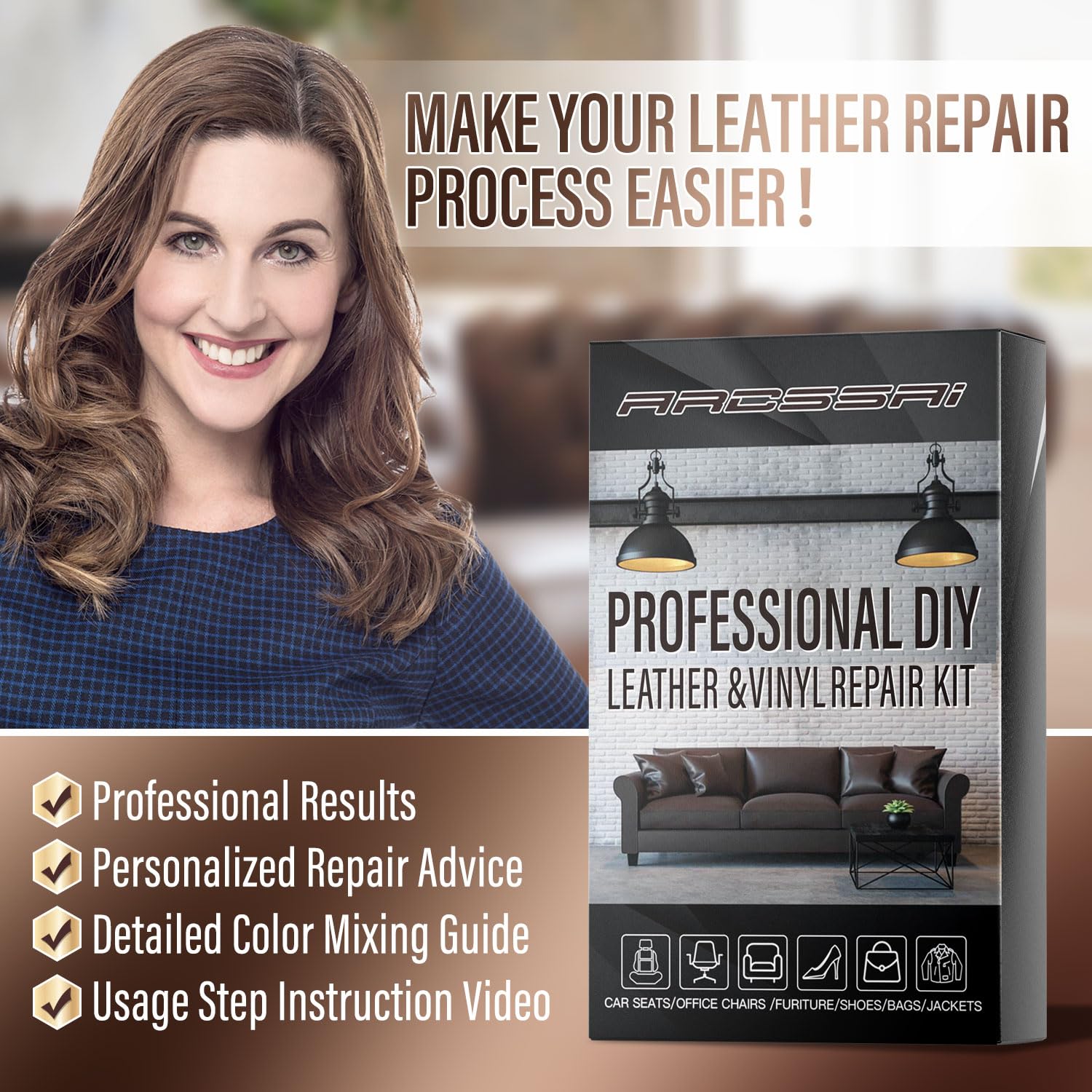 ARCSSAI ARCSSAL leather repair kit office-chair repair shows seamless restoration for home office