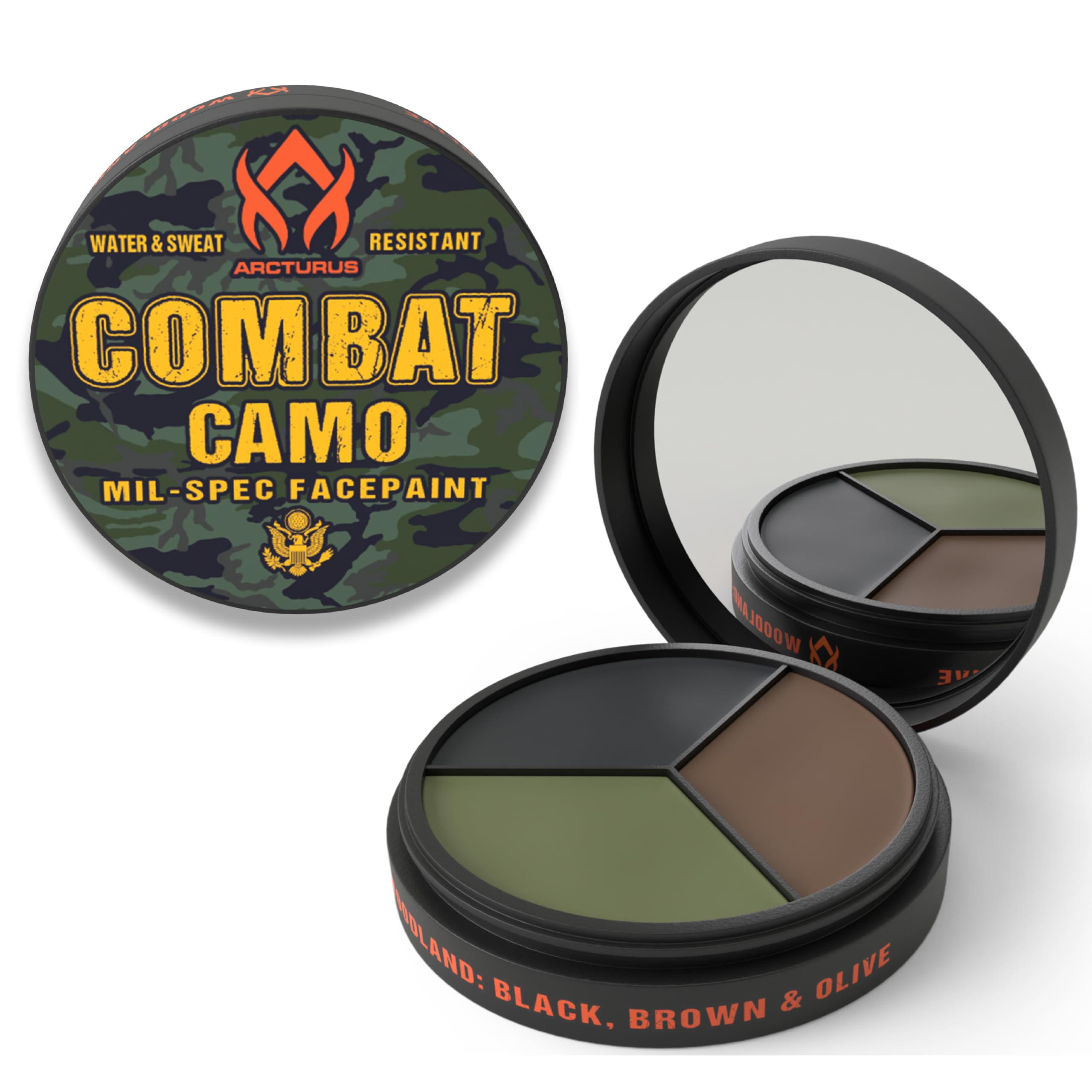 Arcturus 3-color camo face paint for woodland concealment in outdoor hunts