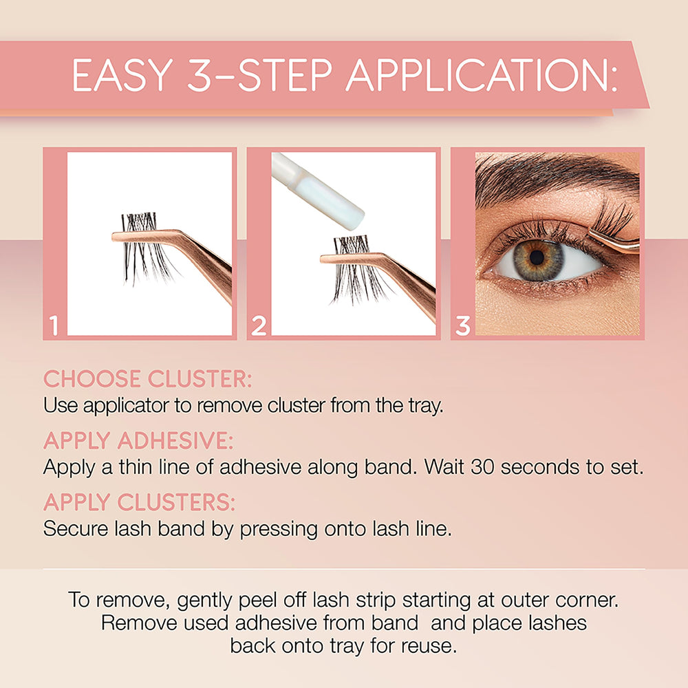Ardell Naked Clusters 421 soft, lightweight lashes for all-day comfort.
