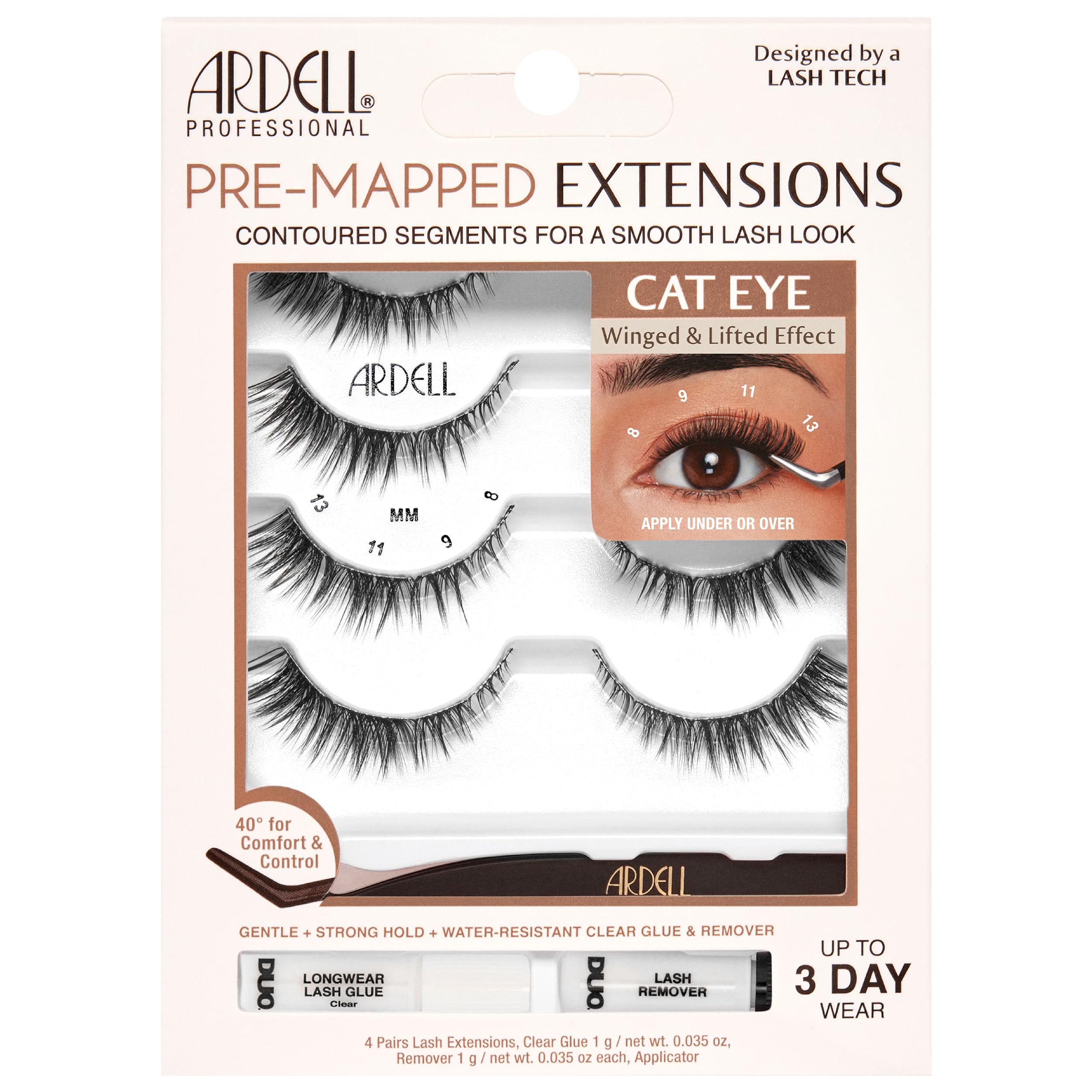 Ardell Pre-Mapped Cat Eye lashes for precise placement and lift