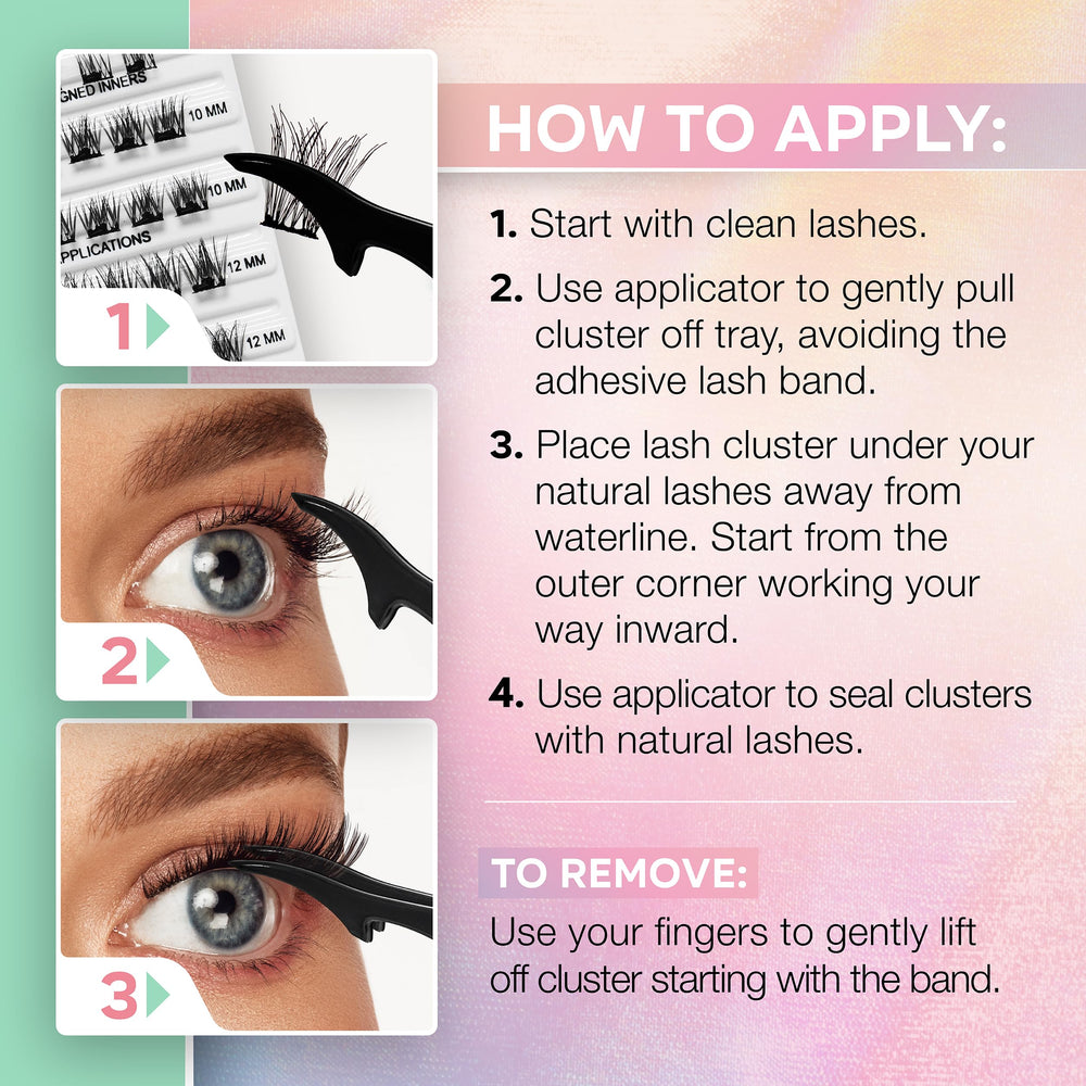 Ardell Press On Lashes Wispies Natural inner clusters angled for smooth inner corner
