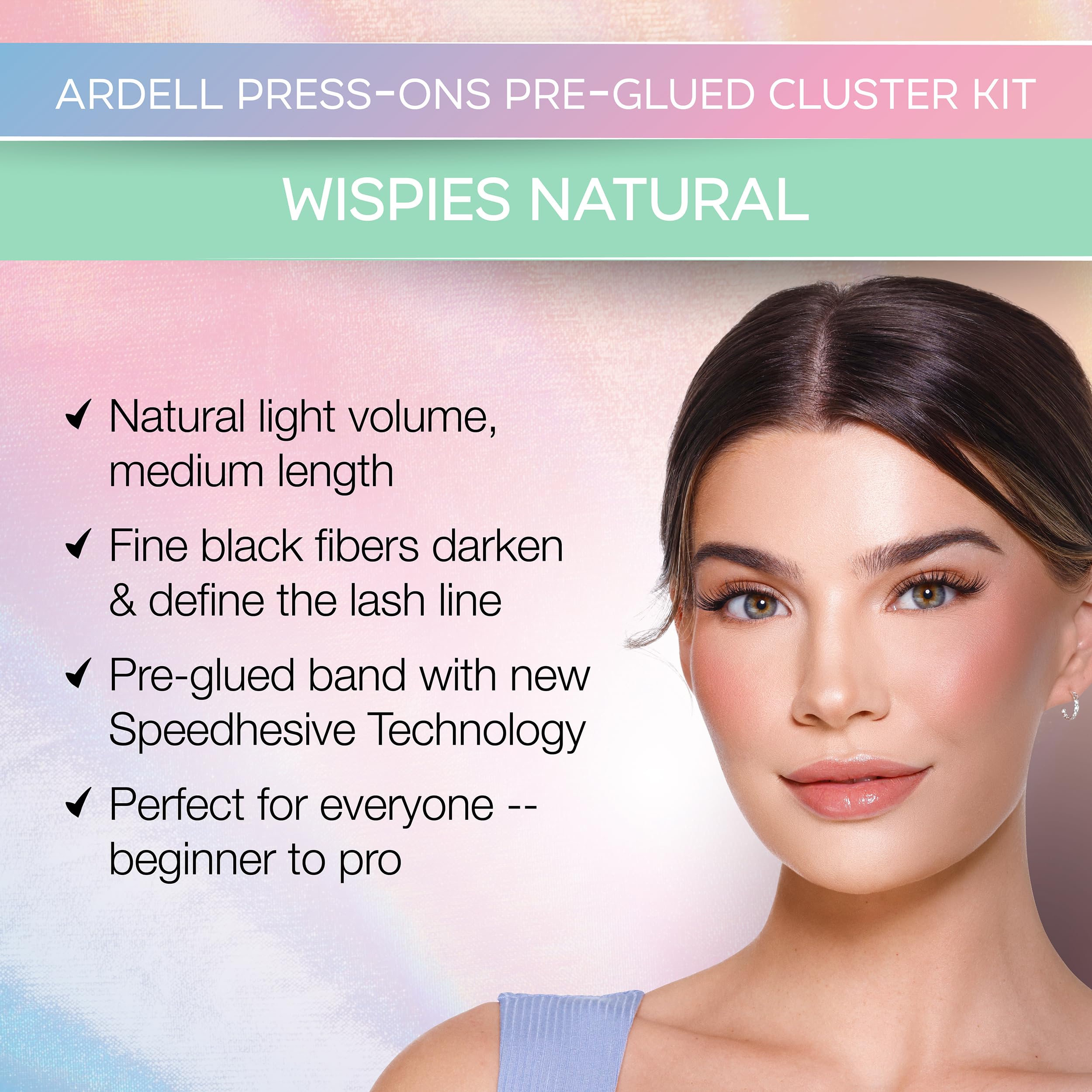 Ardell Press On Lashes Wispies Natural underlash application highlights hidden band for seamless look