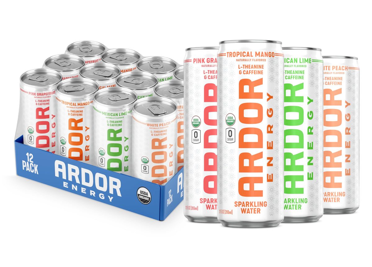 ARDOR Energy can front with tropical mango flavor for on-the-go focus.
