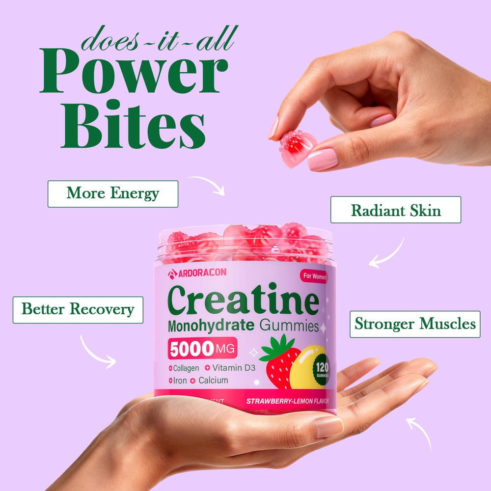 ARDORACON Creatine for Women collagen detail showing skin and joints support.