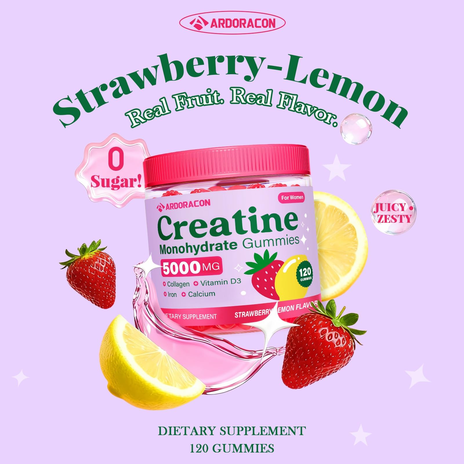ARDORACON Creatine for Women desk-friendly daily bottle for on-the-go
