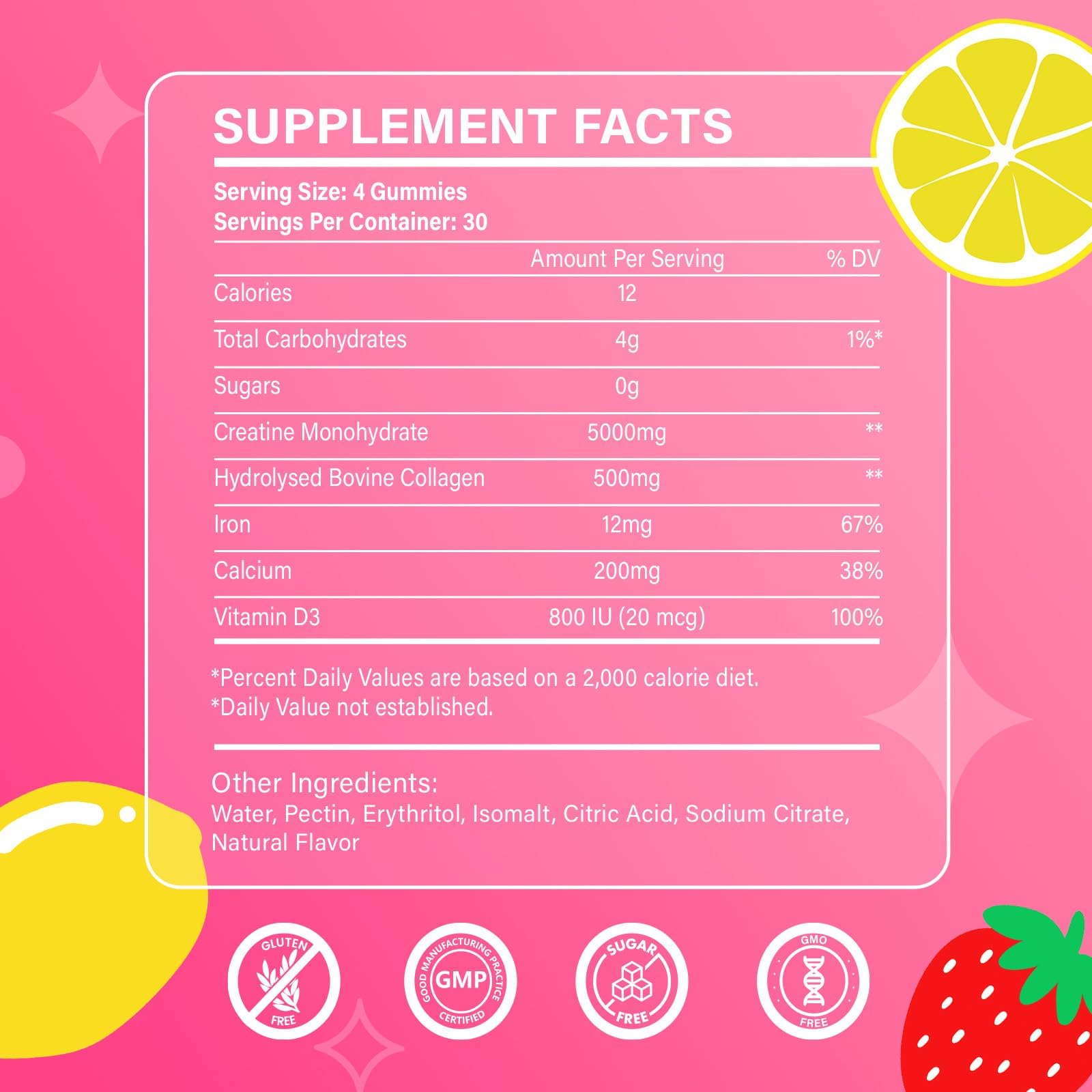 ARDORACON Creatine for Women sugar-free label for daily use.