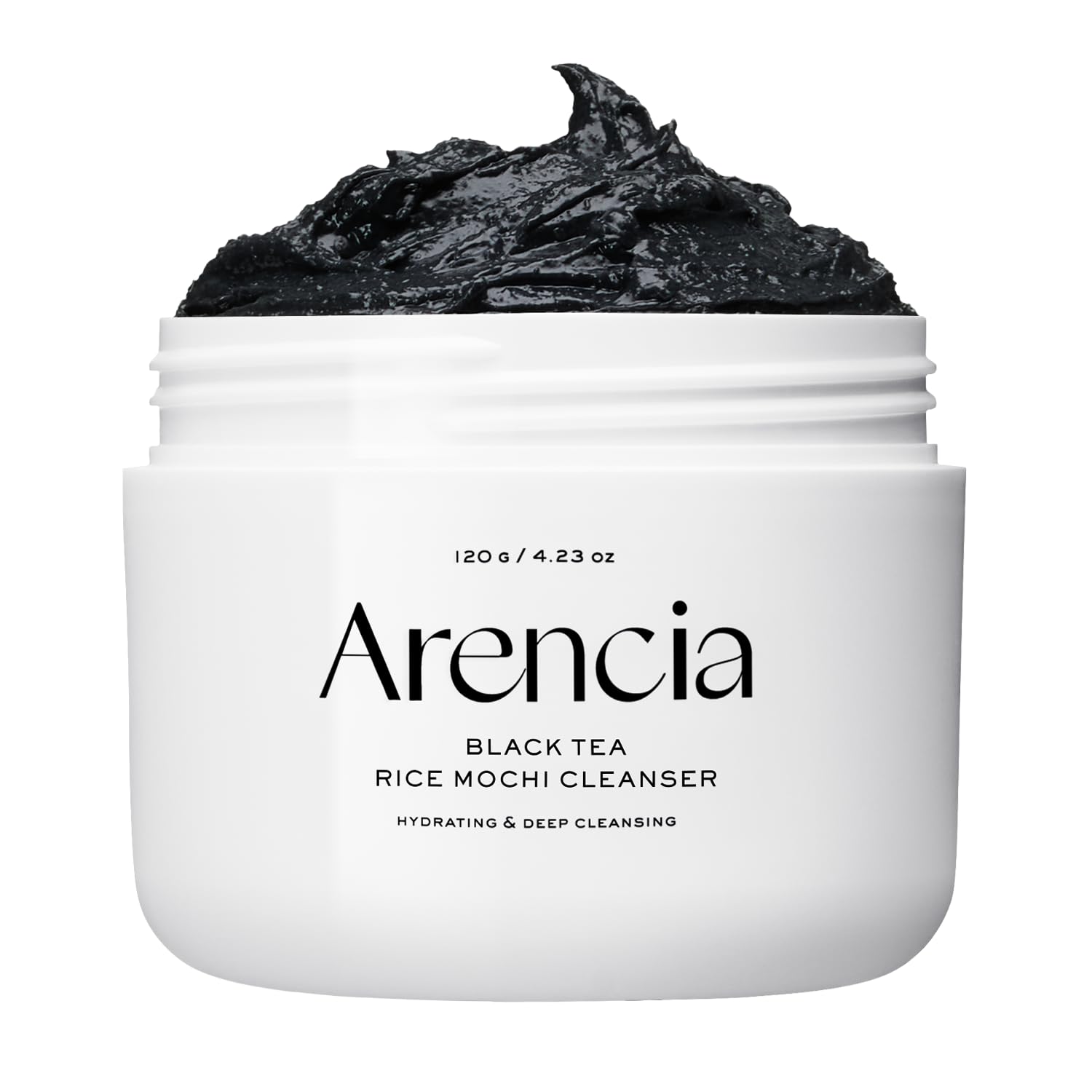 ARENCIA Black Tea Rice Mochi Cleanser packaging showcases premium formula for oily skin.