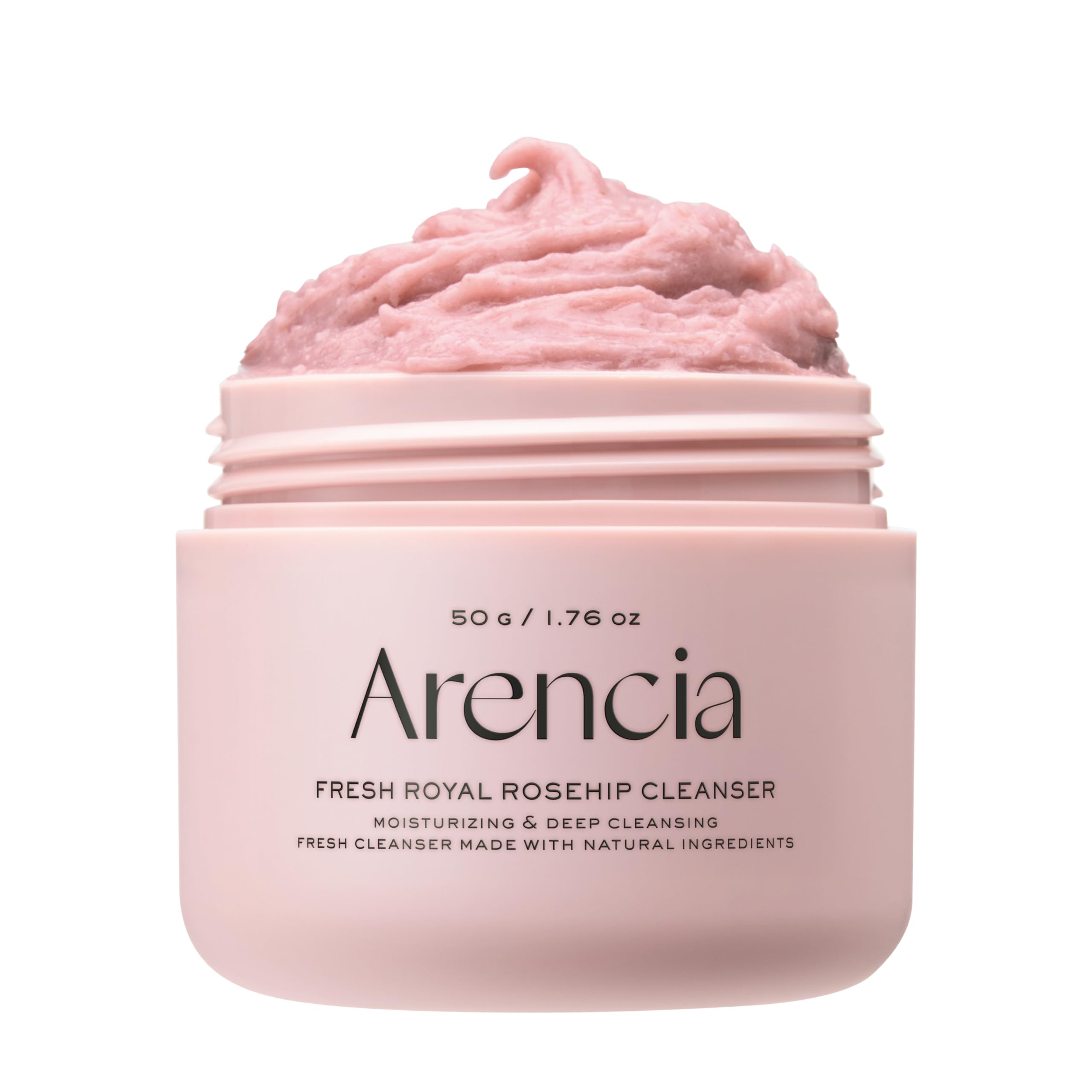 ARENCIA Rosehip Brightening Rice Mochi Face Cleanser bottle for gentle daily cleansing.