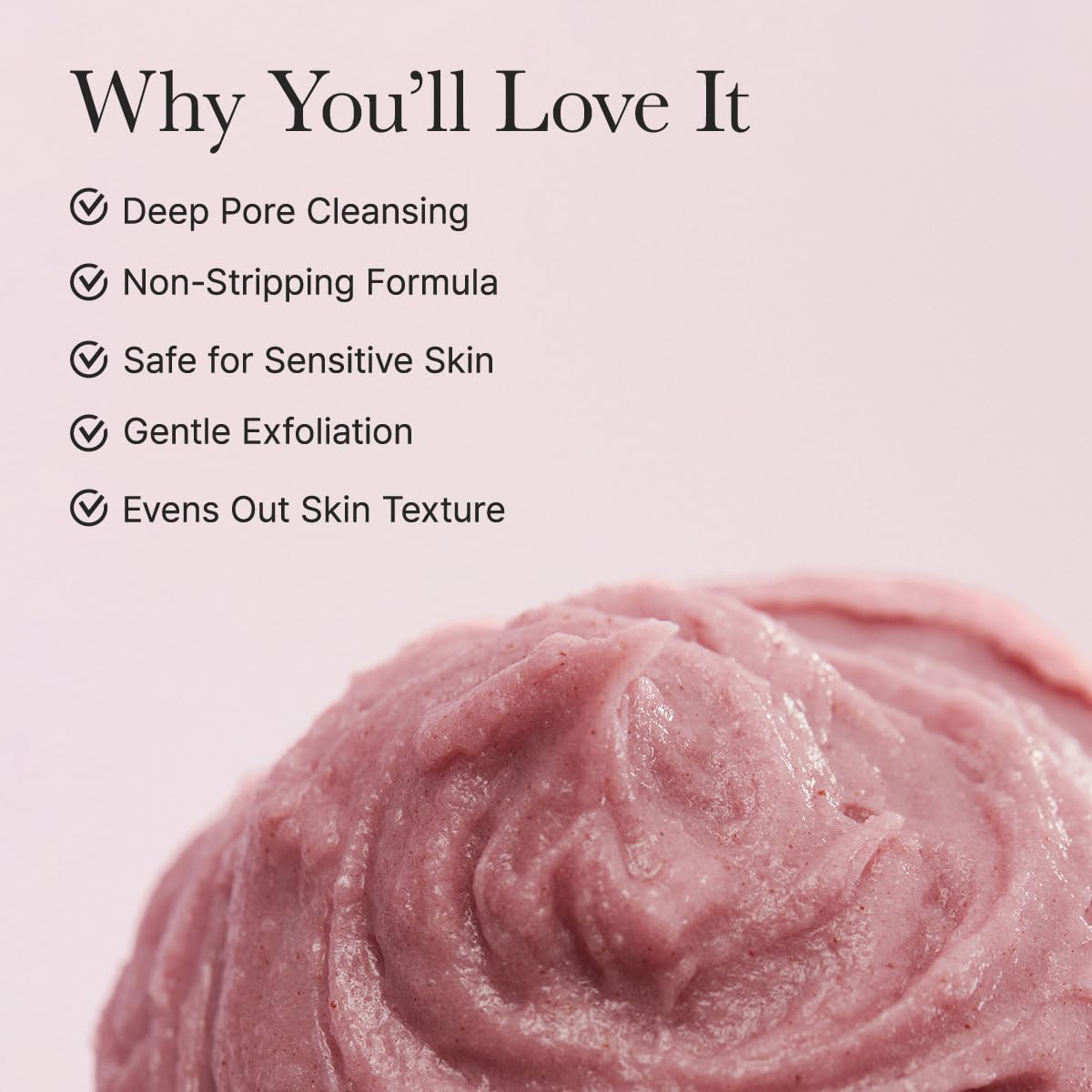 ARENCIA Rosehip Brightening Rice Mochi Face Scrub grains close-up indicating gentle exfoliation.