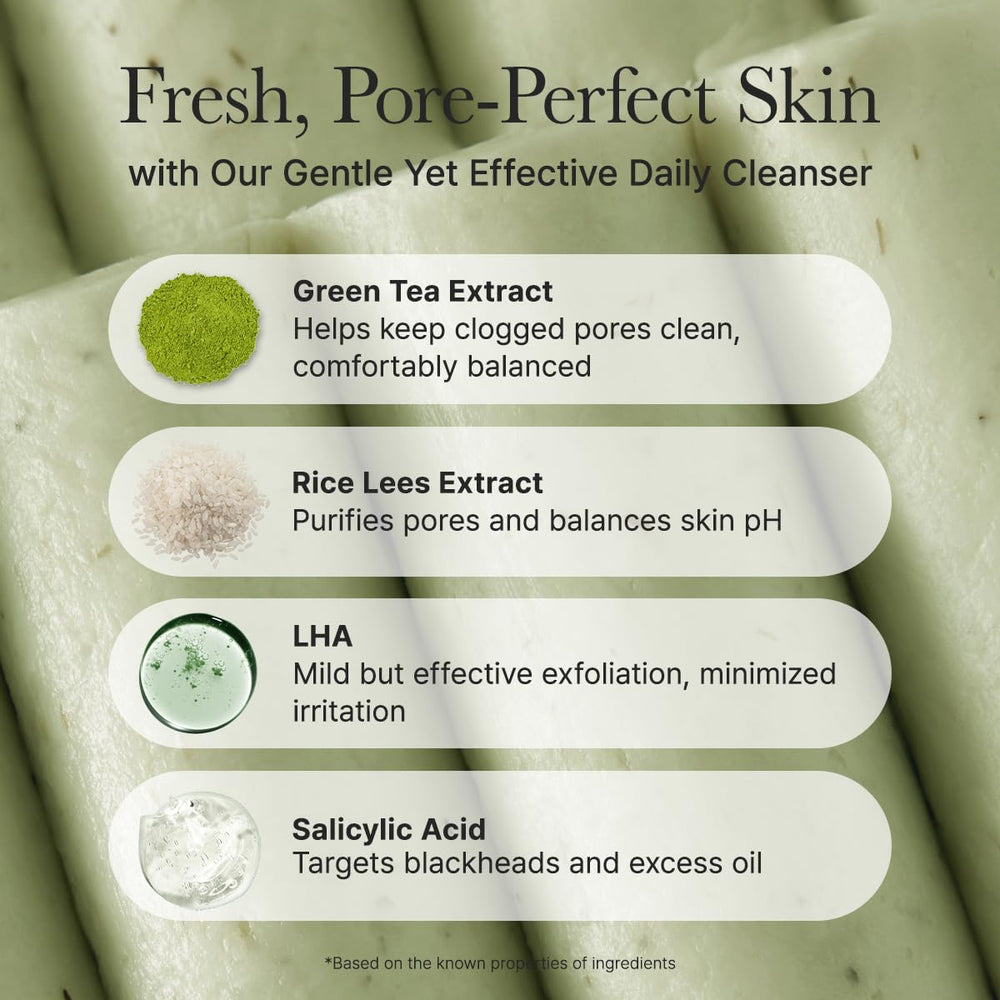 ARENCIA green tea and salicylic acid ingredients illustrate purifying, pores-friendly formulation.
