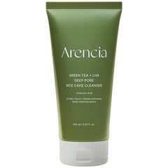 ARENCIA cleanser bottle showcasing salicylic acid and green tea for deep pore cleansing.