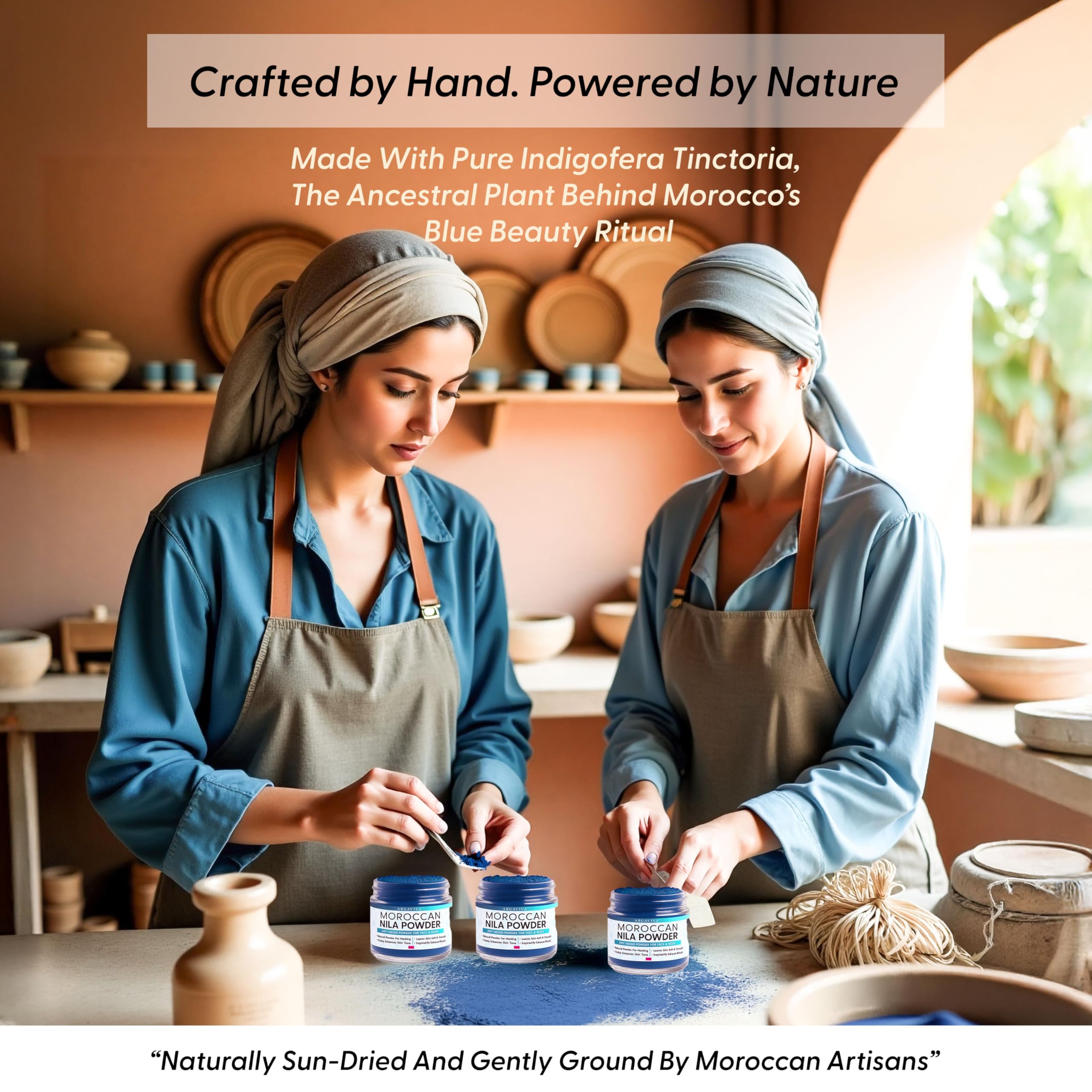 Traditional hammam-inspired skincare ritual using natural blue clay.