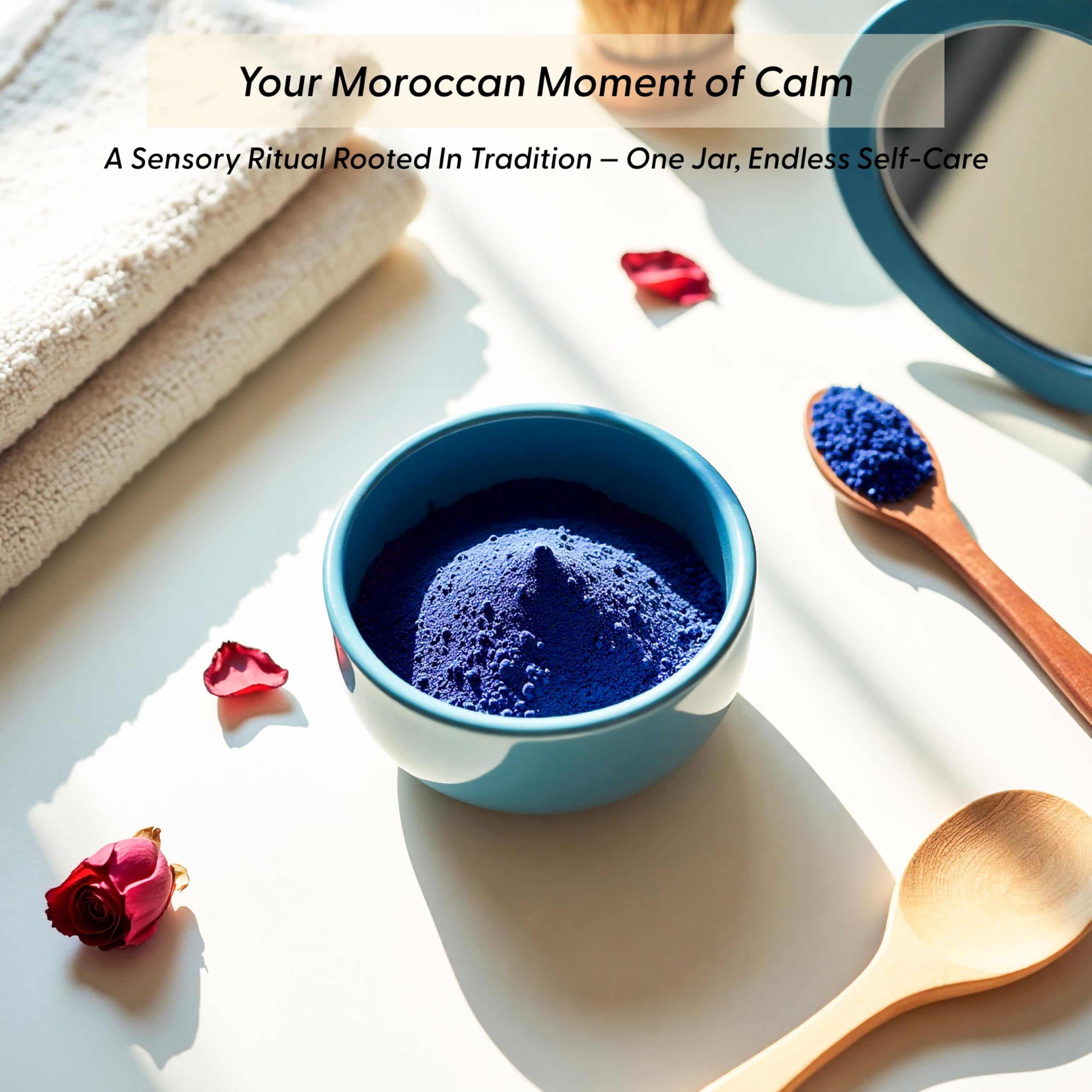 Small-batch packaging reflecting artisanal Moroccan craftsmanship.